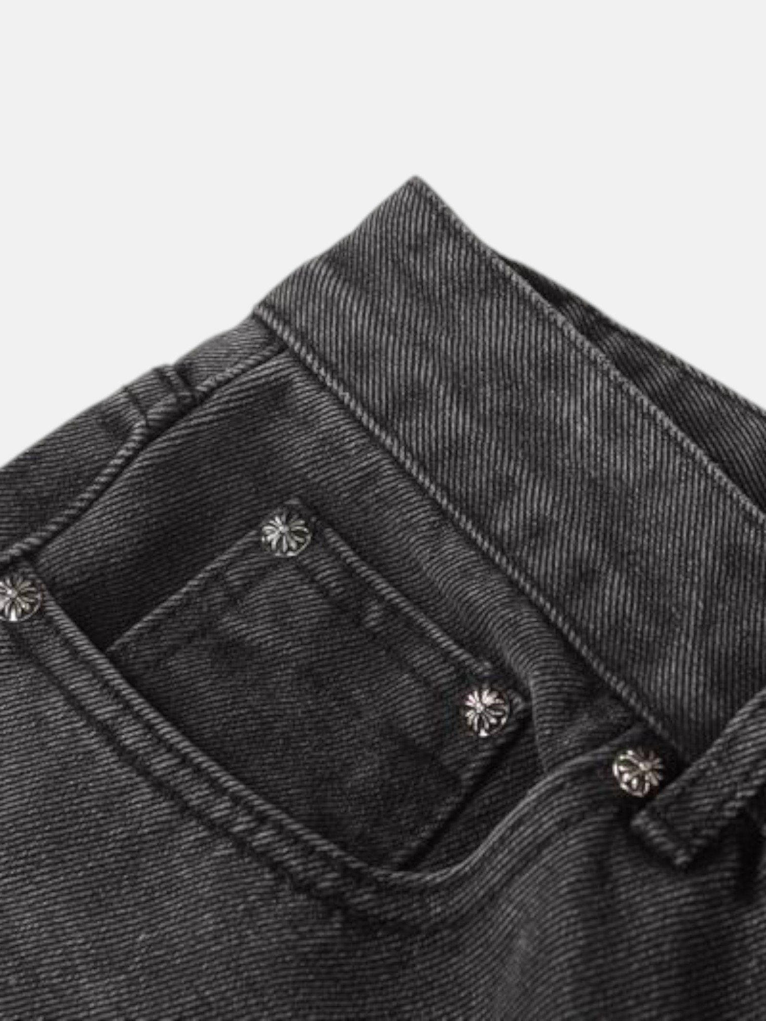 Chrome Chrome Hearts Ghost Cross Jeans Black – detail view in premium quality with AA+ craftsmanship