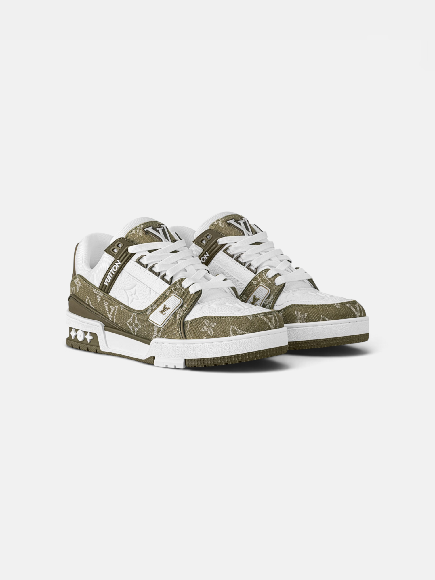 Louis Louis Vuitton Trainer Olive Green – back view in premium quality with AA+ craftsmanship