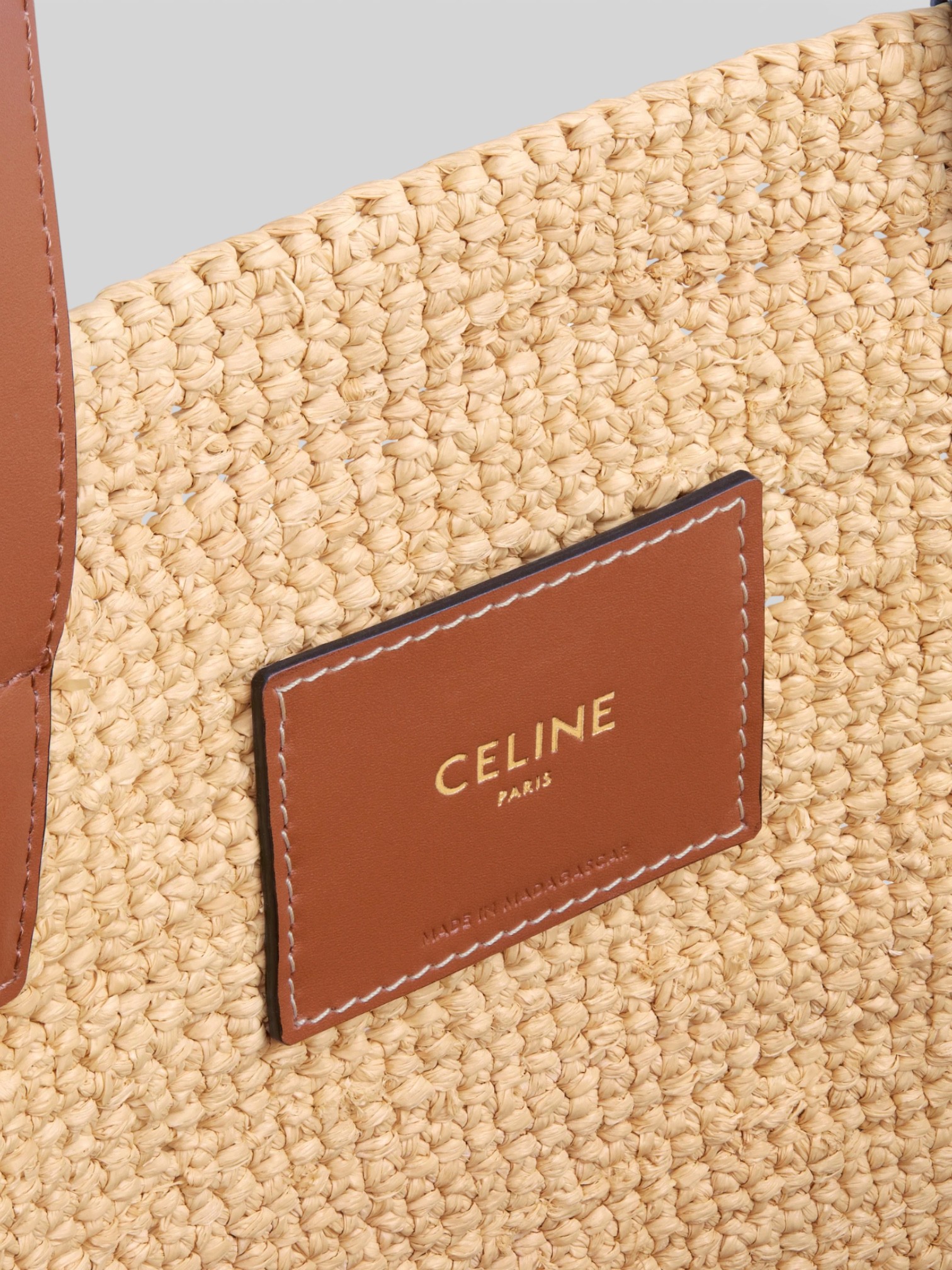 Celine Celine Classic Panier Calfskin Raffia – detail view in premium quality with AA+ craftsmanship