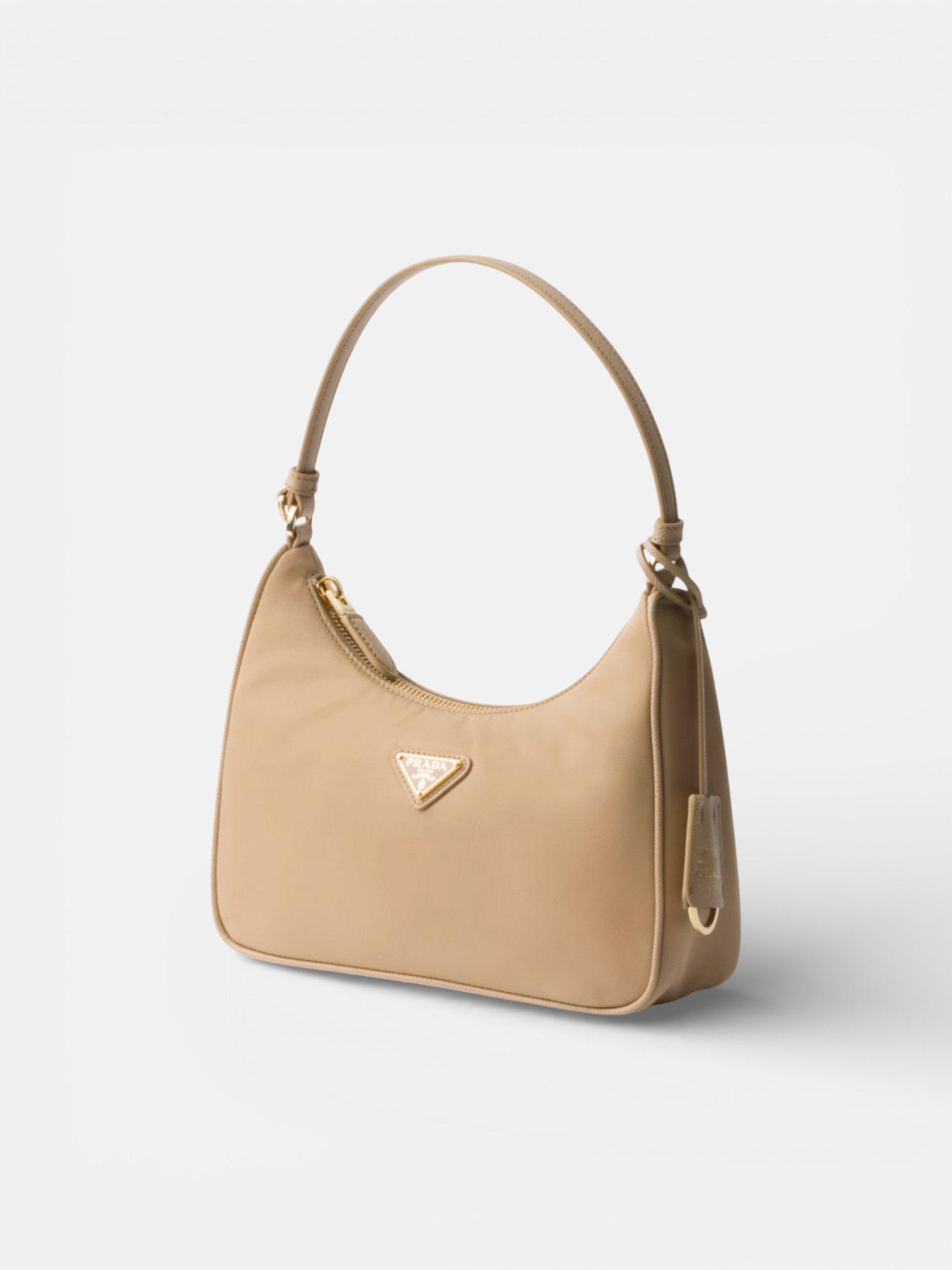 Prada Prada Re-Edition 2005 Mini Bag Camel – side profile view in premium quality with AA+ craftsmanship
