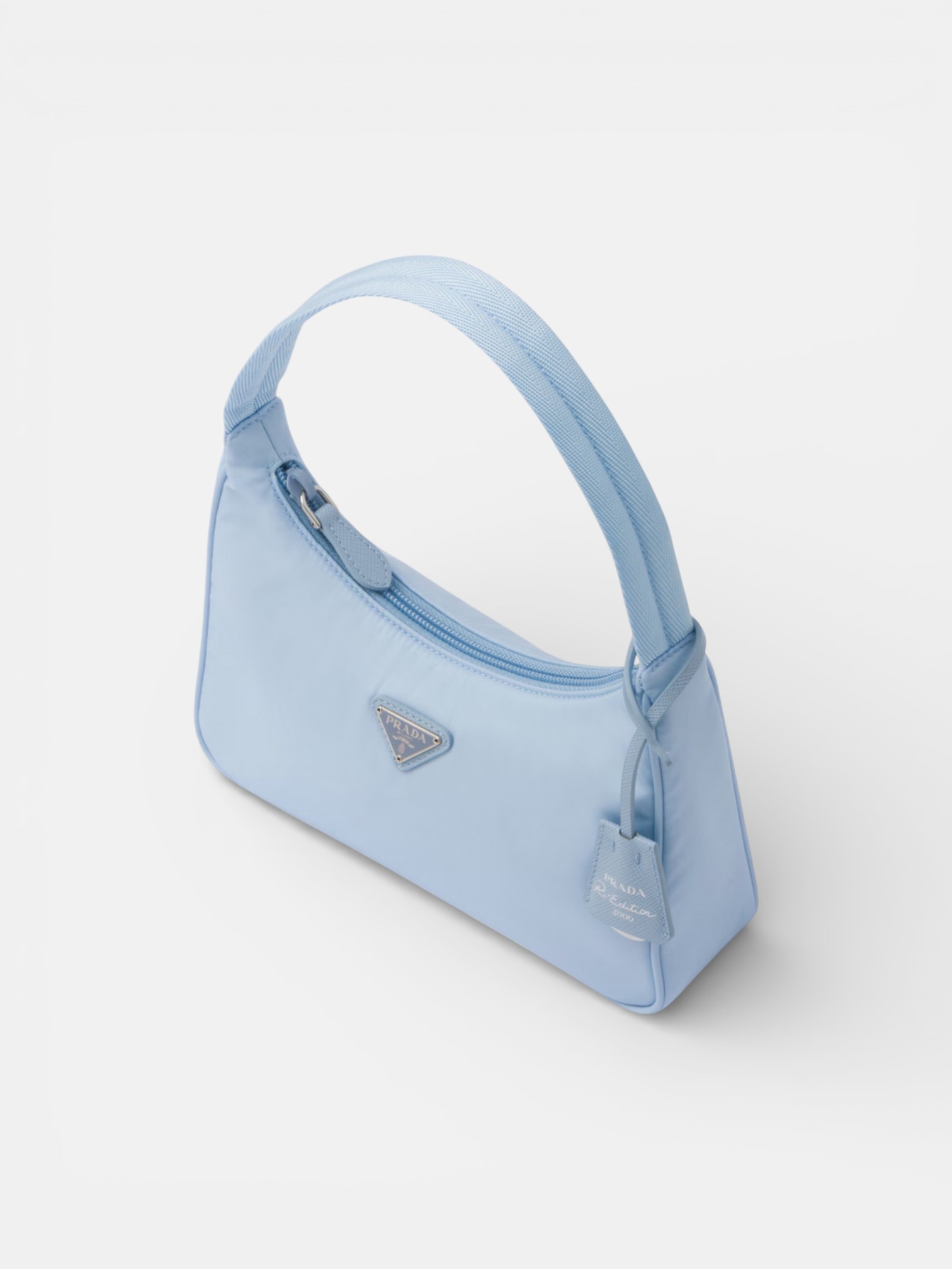 Prada Prada Re-Edition 2000 Mini-Bag Icy-Blue – side profile view in premium quality with AA+ craftsmanship
