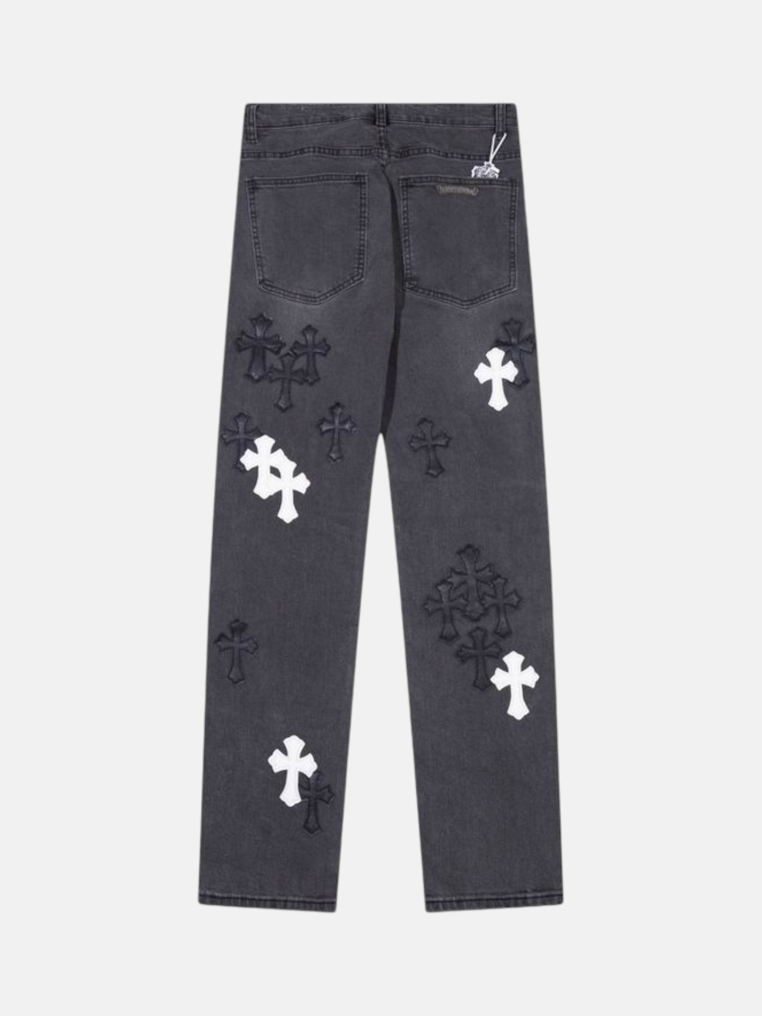 Chrome Chrome Hearts Cathedral Cross Jeans Charcoal – side profile view in premium quality with AA+ craftsmanship