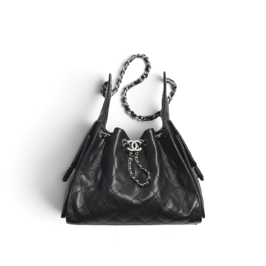 Chanel 25 Small Handbag Grained Calfskin & Silver-Tone Metal Black