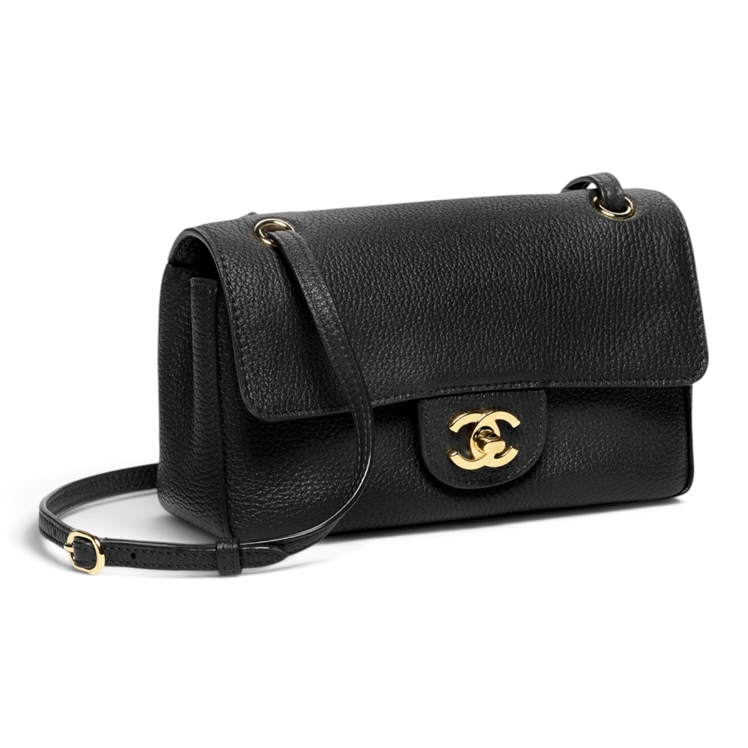 Chanel Chanel Mini Flap Bag Grained Calfskin & Gold-Tone Metal Black – back view in premium quality with AA+ craftsmanship