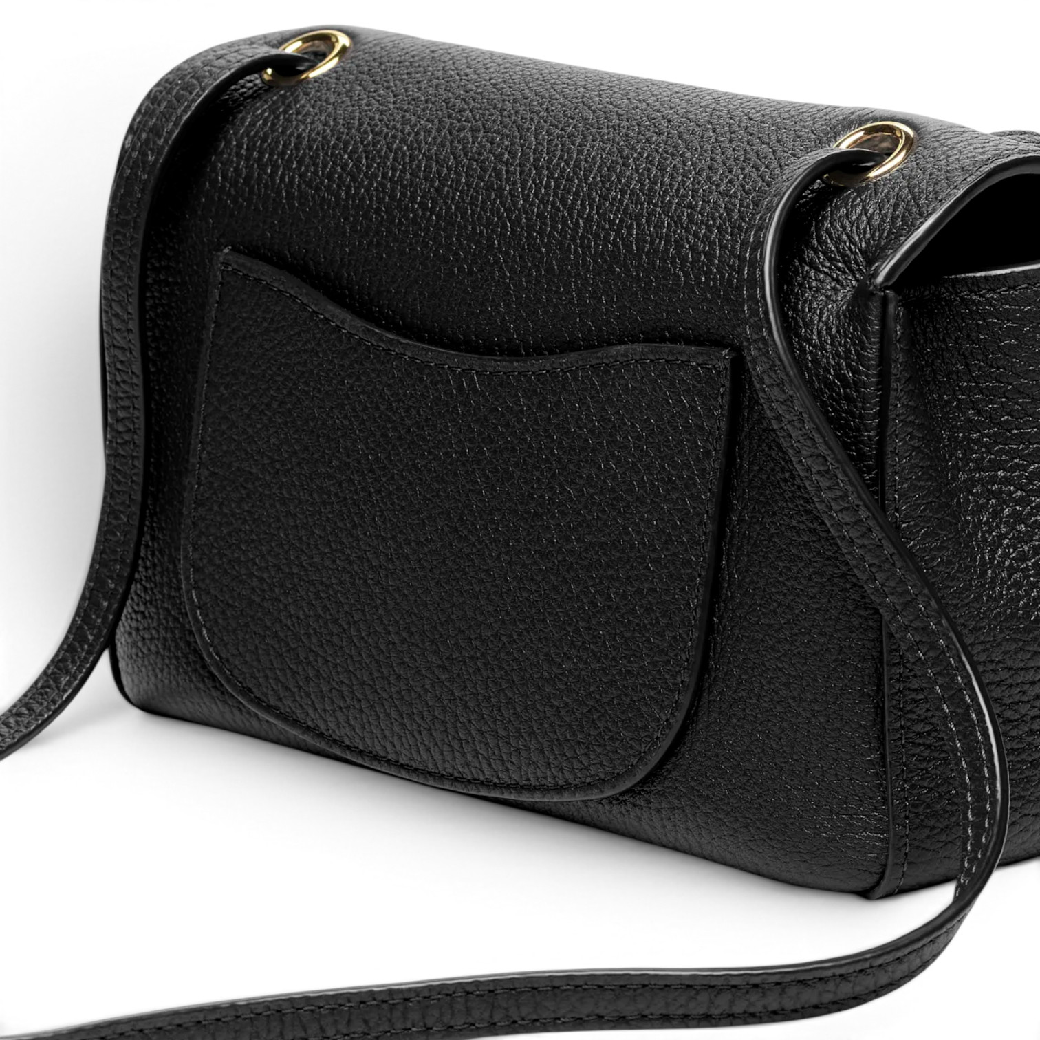 Chanel Chanel Mini Flap Bag Grained Calfskin & Gold-Tone Metal Black – detail view in premium quality with AA+ craftsmanship
