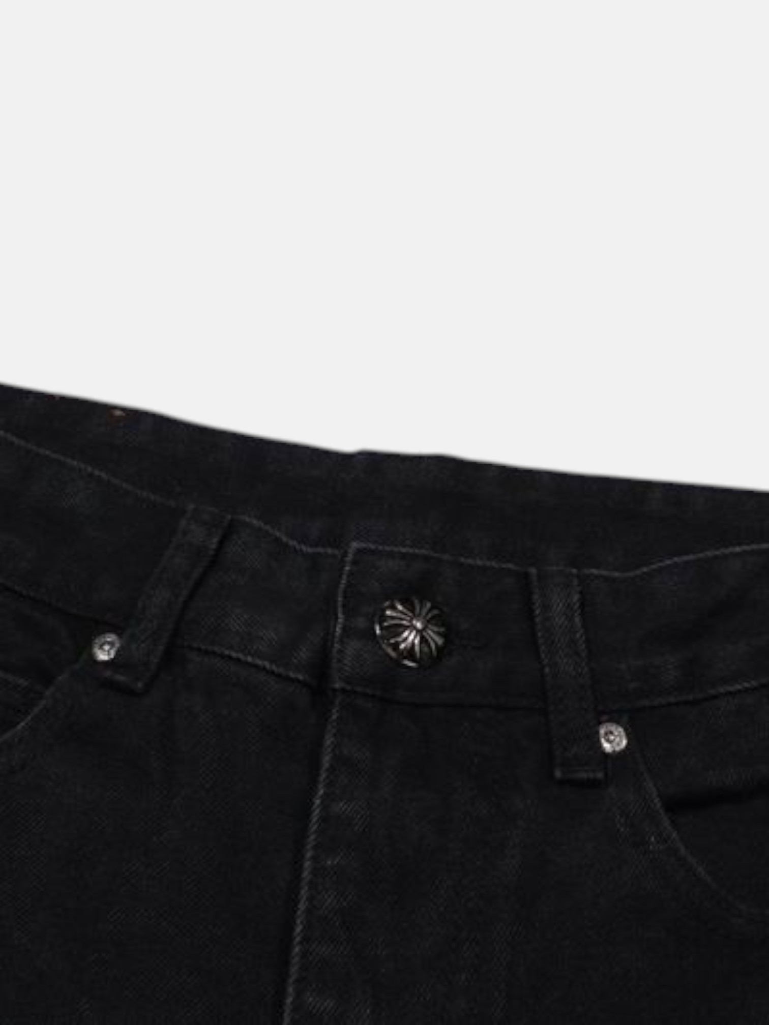 Chrome Chrome Hearts Contrast Cross Jeans Black – close-up detail view in premium quality with AA+ craftsmanship