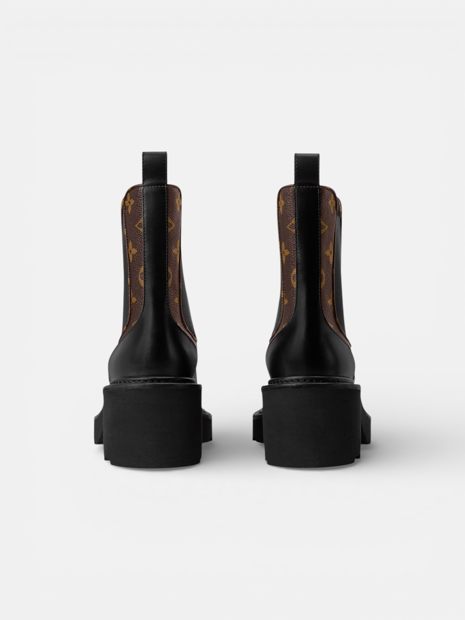 Louis Louis Vuitton Beaubourg Chelsea Ankle Boots Black – back view in premium quality with AA+ craftsmanship