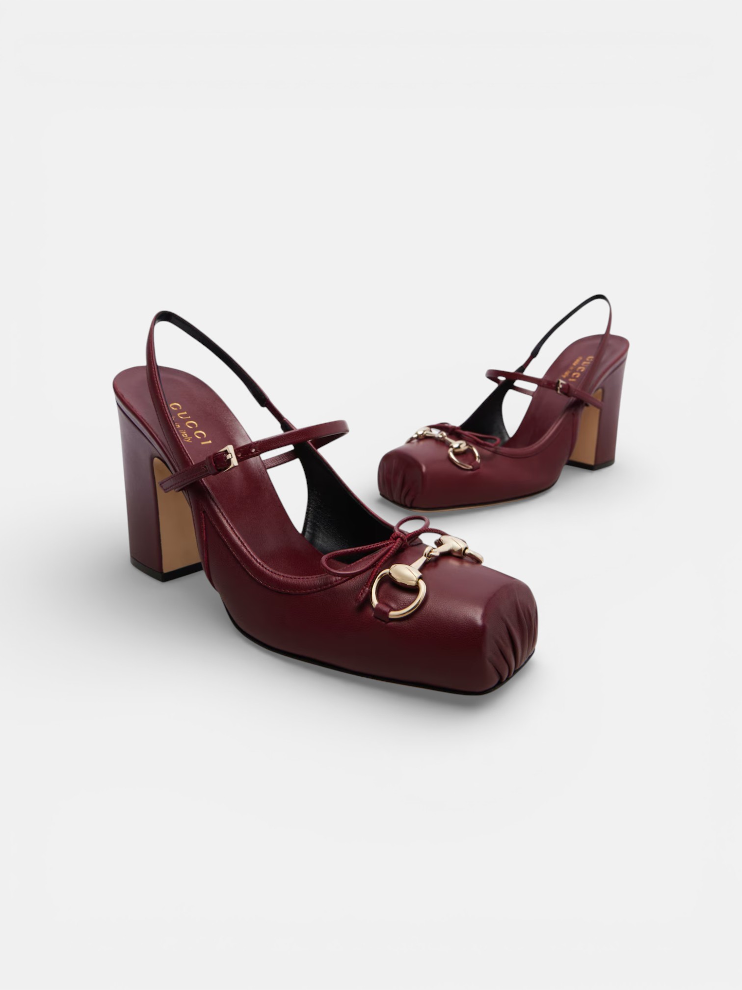 Gucci Gucci Horsebit Slingback Pumps Burgundy – close-up detail view in premium quality with AA+ craftsmanship