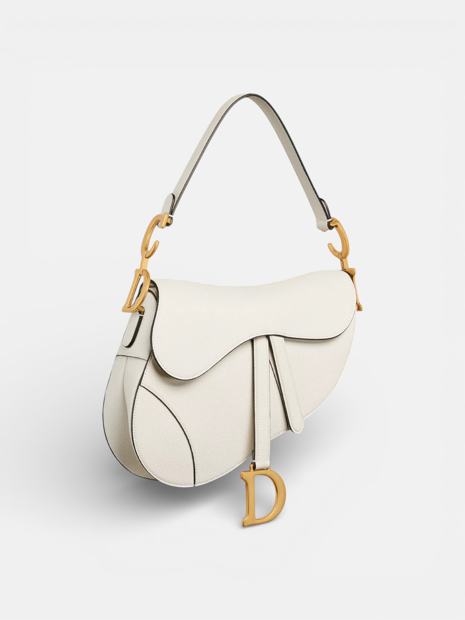 Dior Dior Saddle Bag Grained White – close-up detail view in premium quality with AA+ craftsmanship
