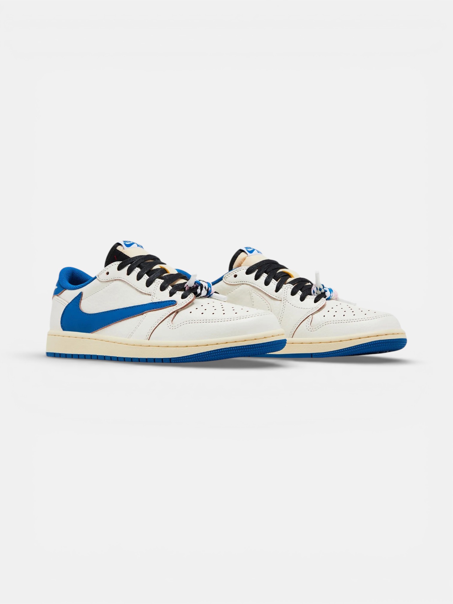 Jordan Jordan 1 Travis Scott Low OG SP Sail Military Blue – detail view in premium quality with AA+ craftsmanship