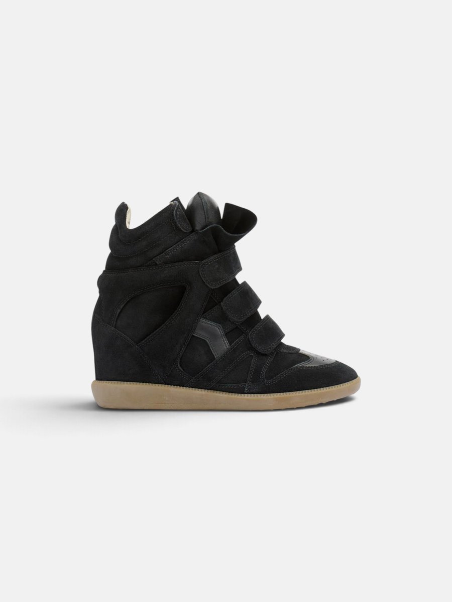 Isabel Marant Bekett Leather Wedge Sneakers Black