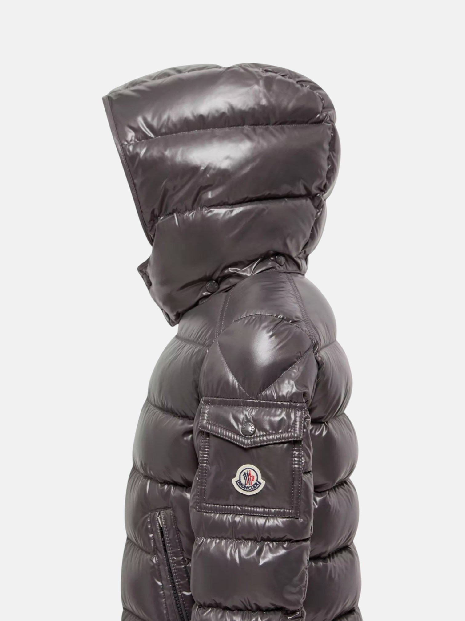 Moncler Moncler Maya Down Jacket Dark Grey – side profile view in premium quality with AA+ craftsmanship