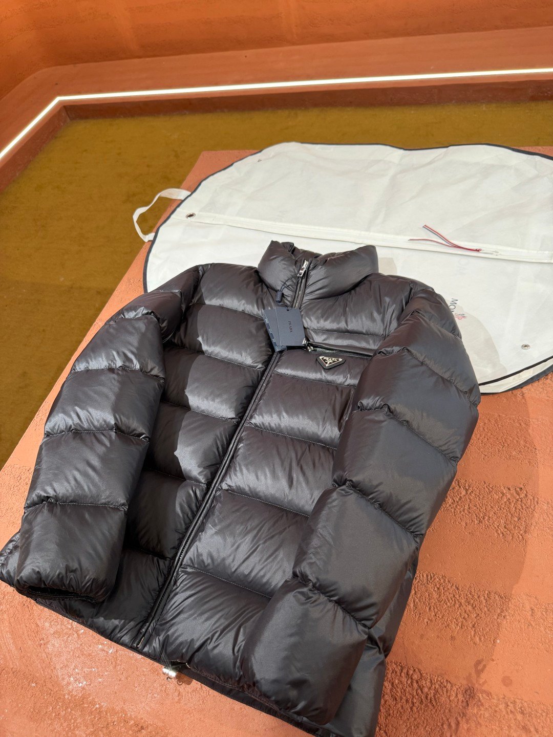 Prada Prada Puffer Jacket Black – detail view in premium quality with AA+ craftsmanship
