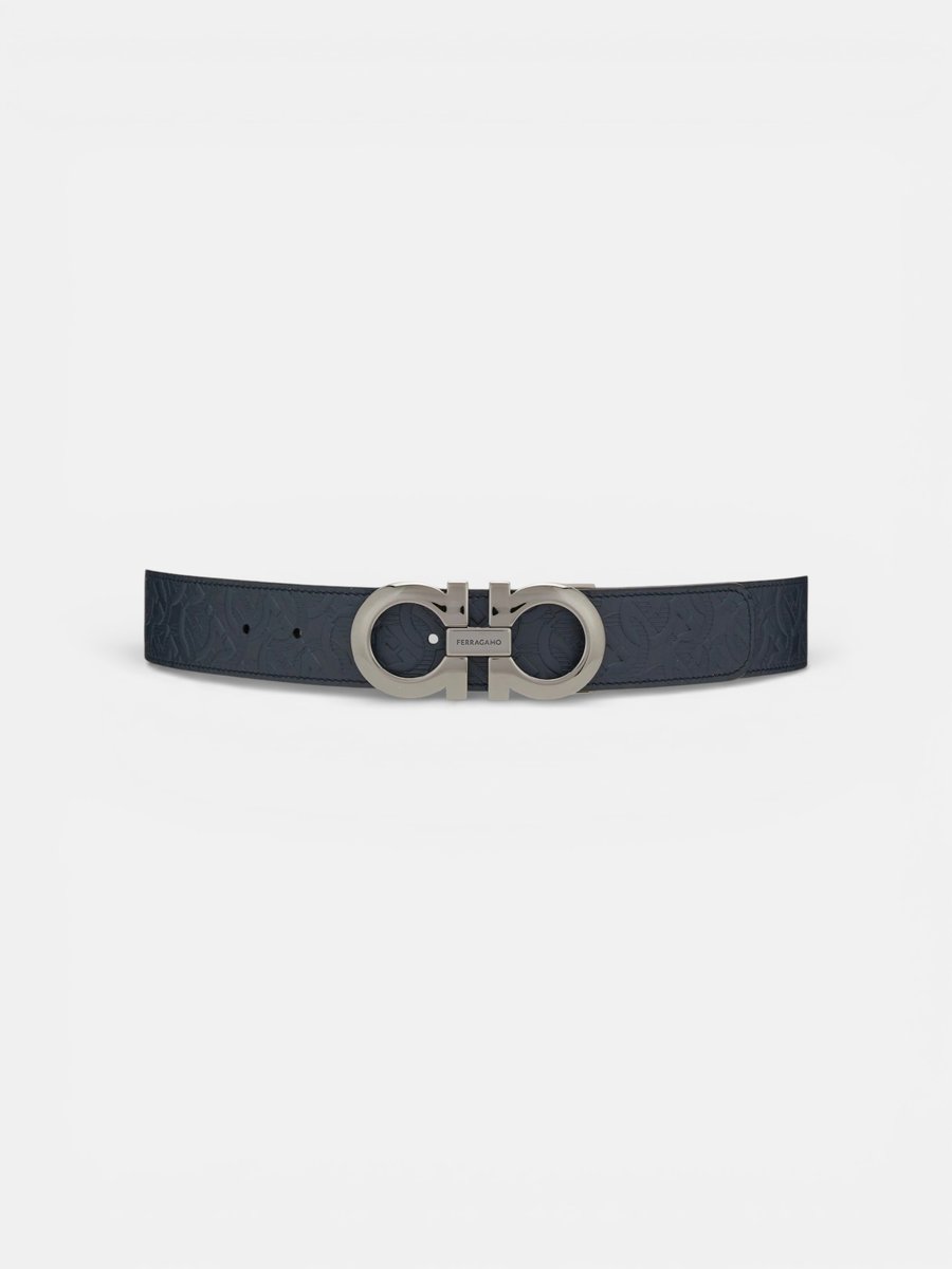 Ferregamo Reversible and Adjustable Belt Navy Blue Black