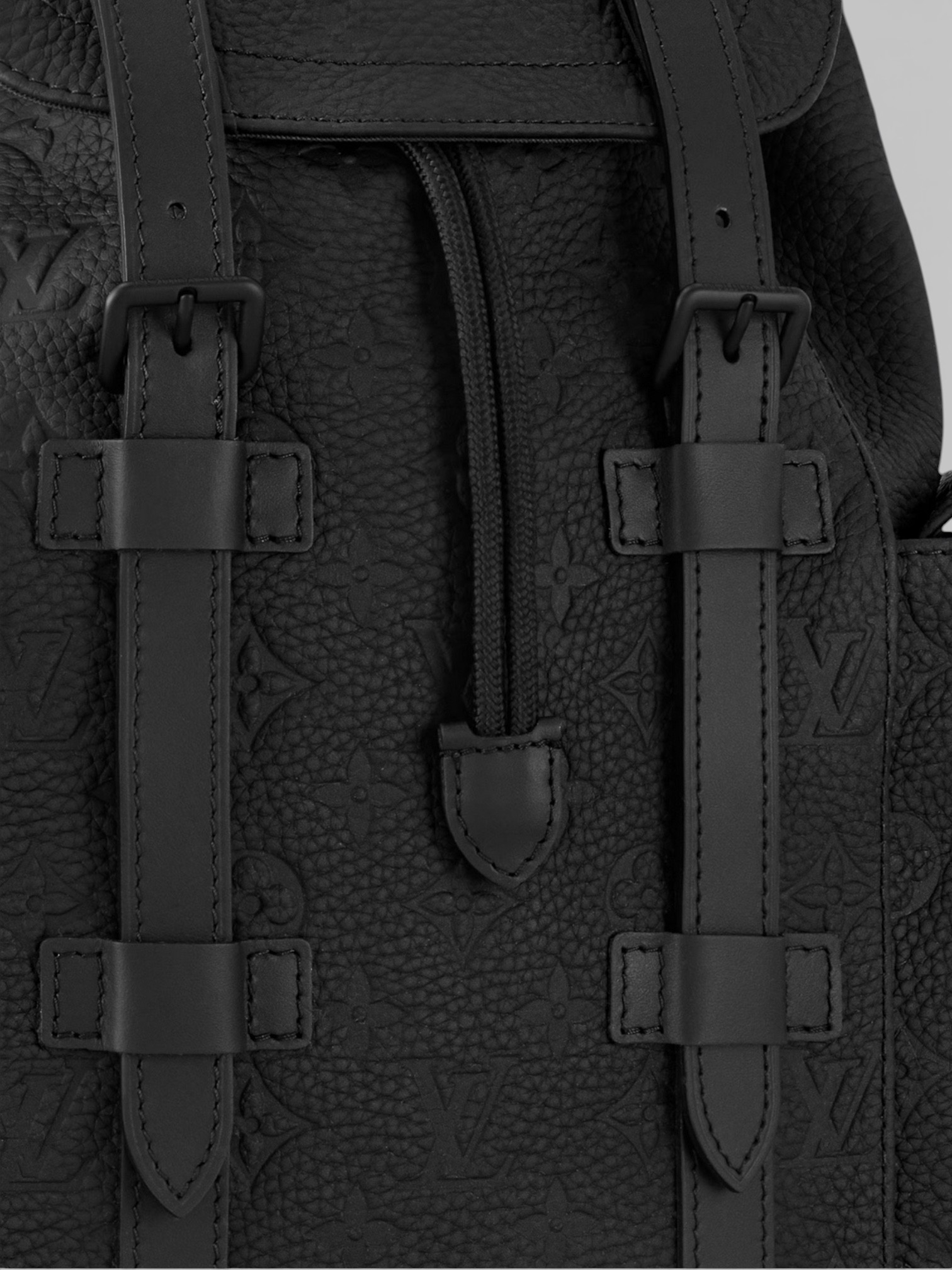 Louis Louis Vuitton Christopher PM Backpack Monogram Shadow – close-up detail view in premium quality with AA+ craftsmanship