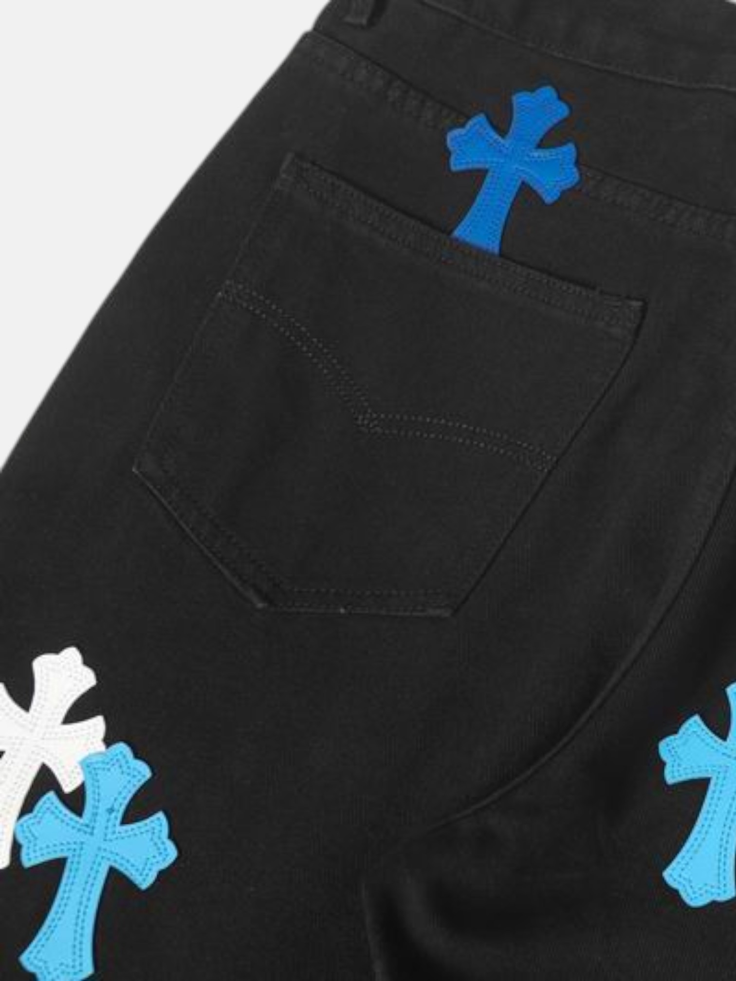 Chrome Chrome Hearts Cobalt Cross Jeans Black – side profile view in premium quality with AA+ craftsmanship