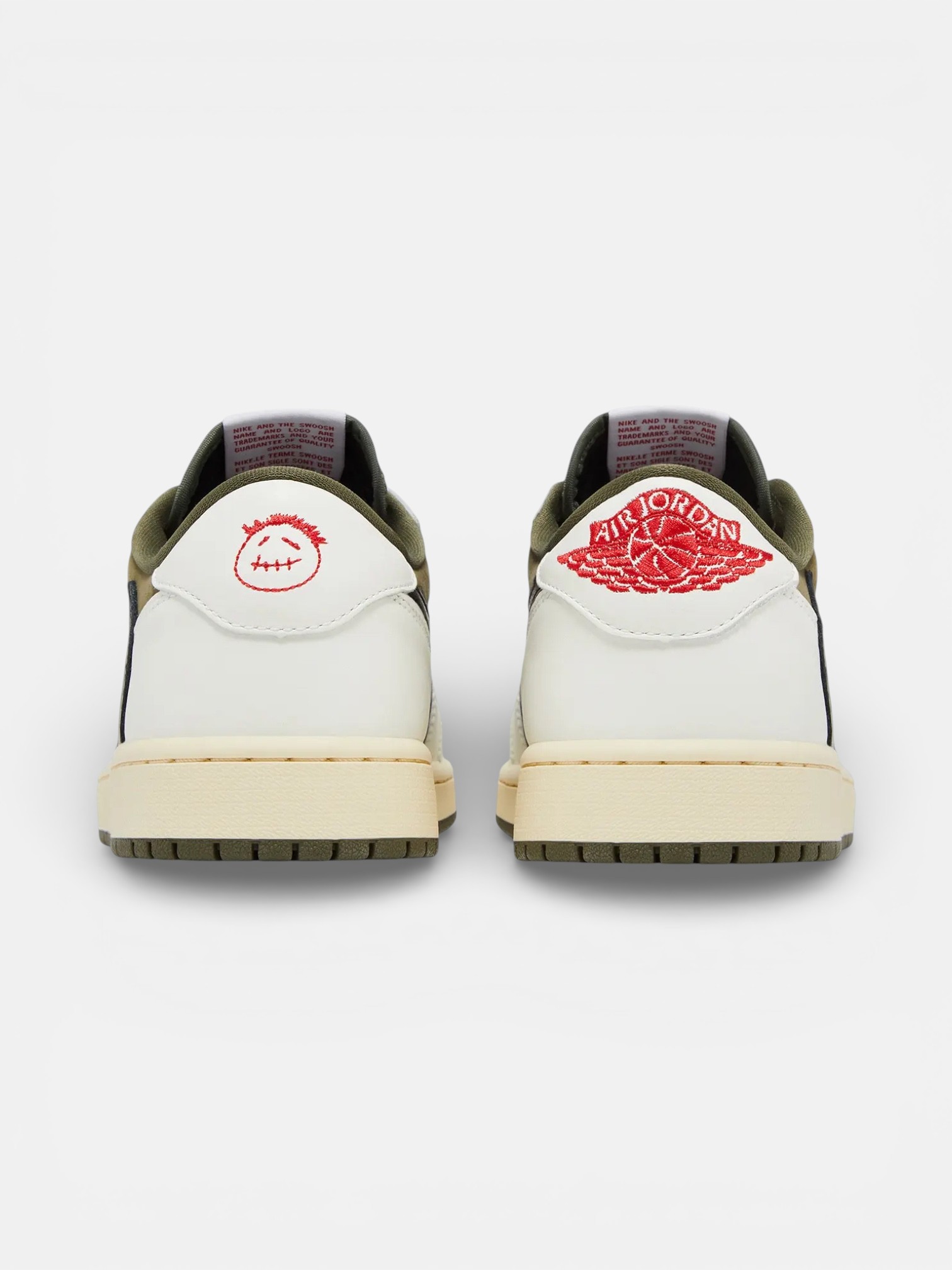 Jordan Jordan 1 Low Travis Scott Medium Olive – detail view in premium quality with AA+ craftsmanship