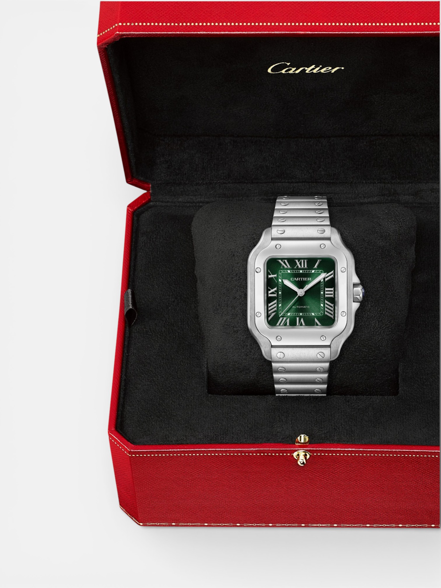 Cartier Cartier Santos Watch Green Dial – detail view in premium quality with AA+ craftsmanship