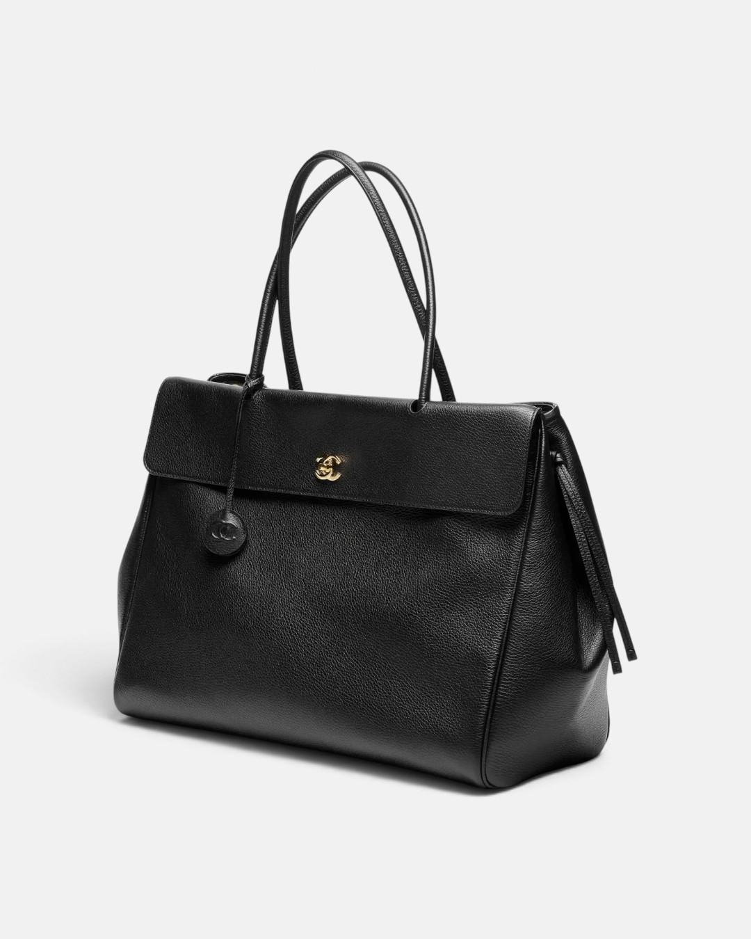 Chanel Chanel Large Tote Grained Calfskin & Gold-Tone Metal Black – back view in premium quality with AA+ craftsmanship