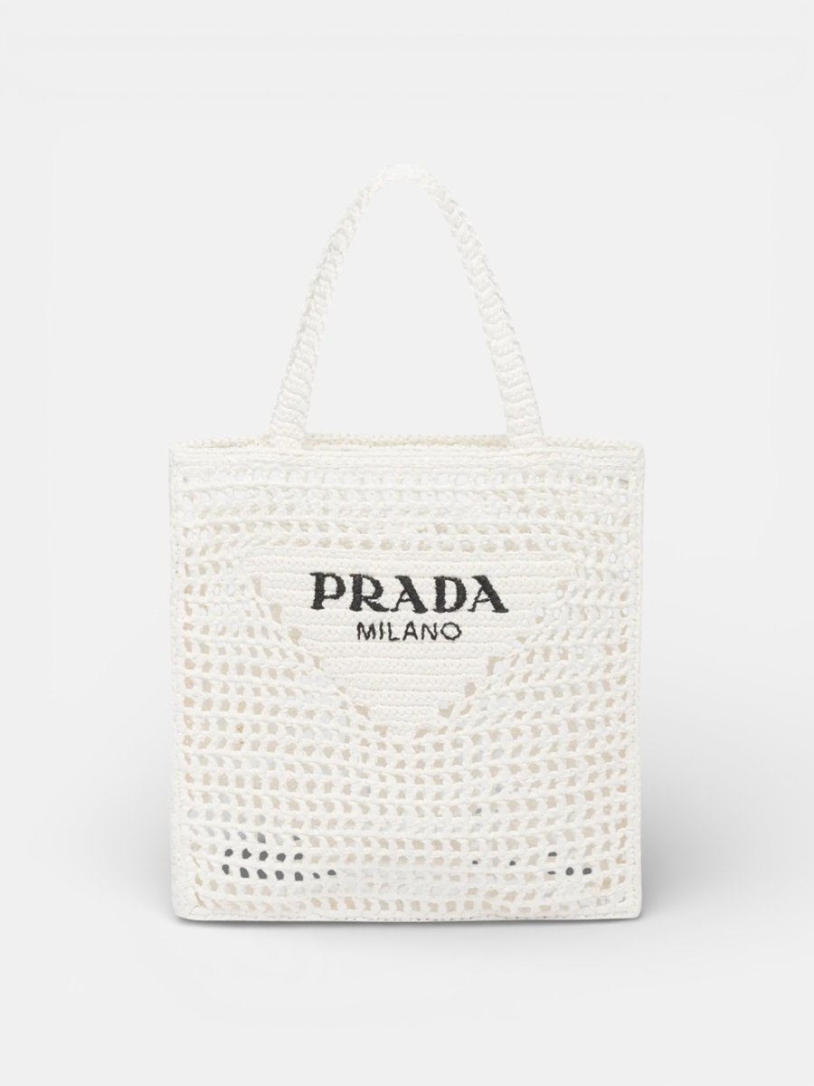 Prada Crochet Tote Bag White