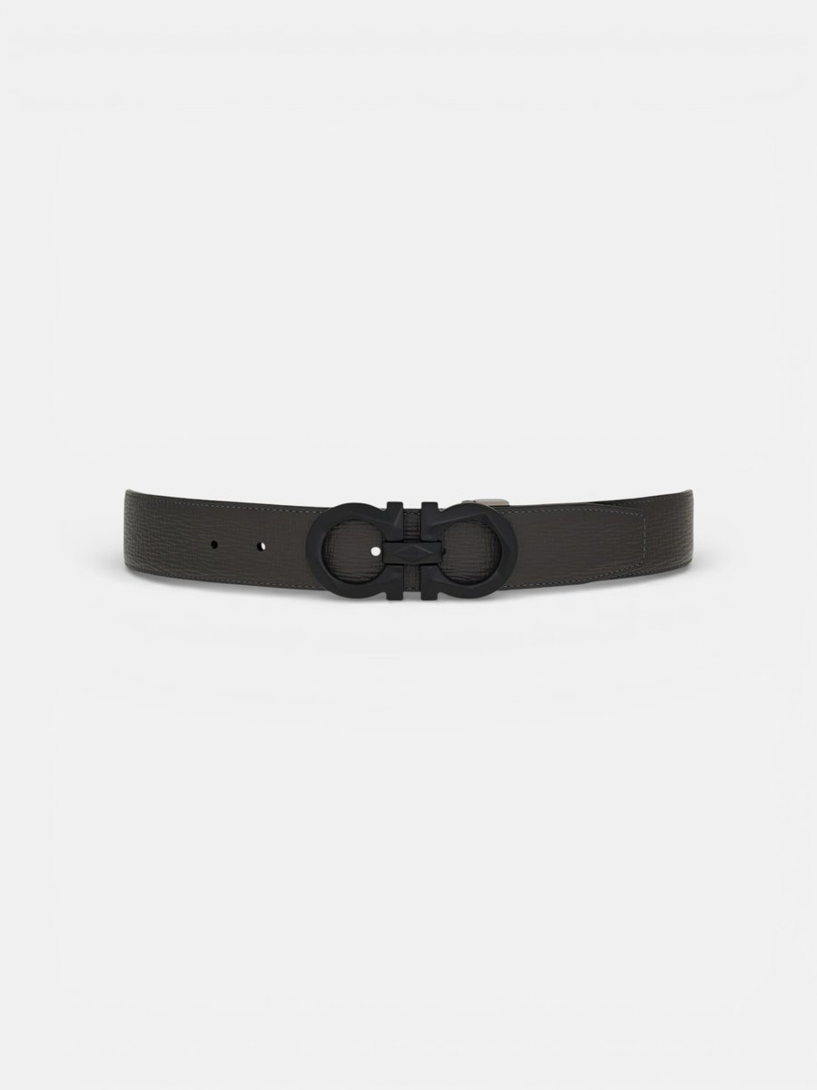 Ferregamo Reversible and Adjustable Belt Black Dark Rain