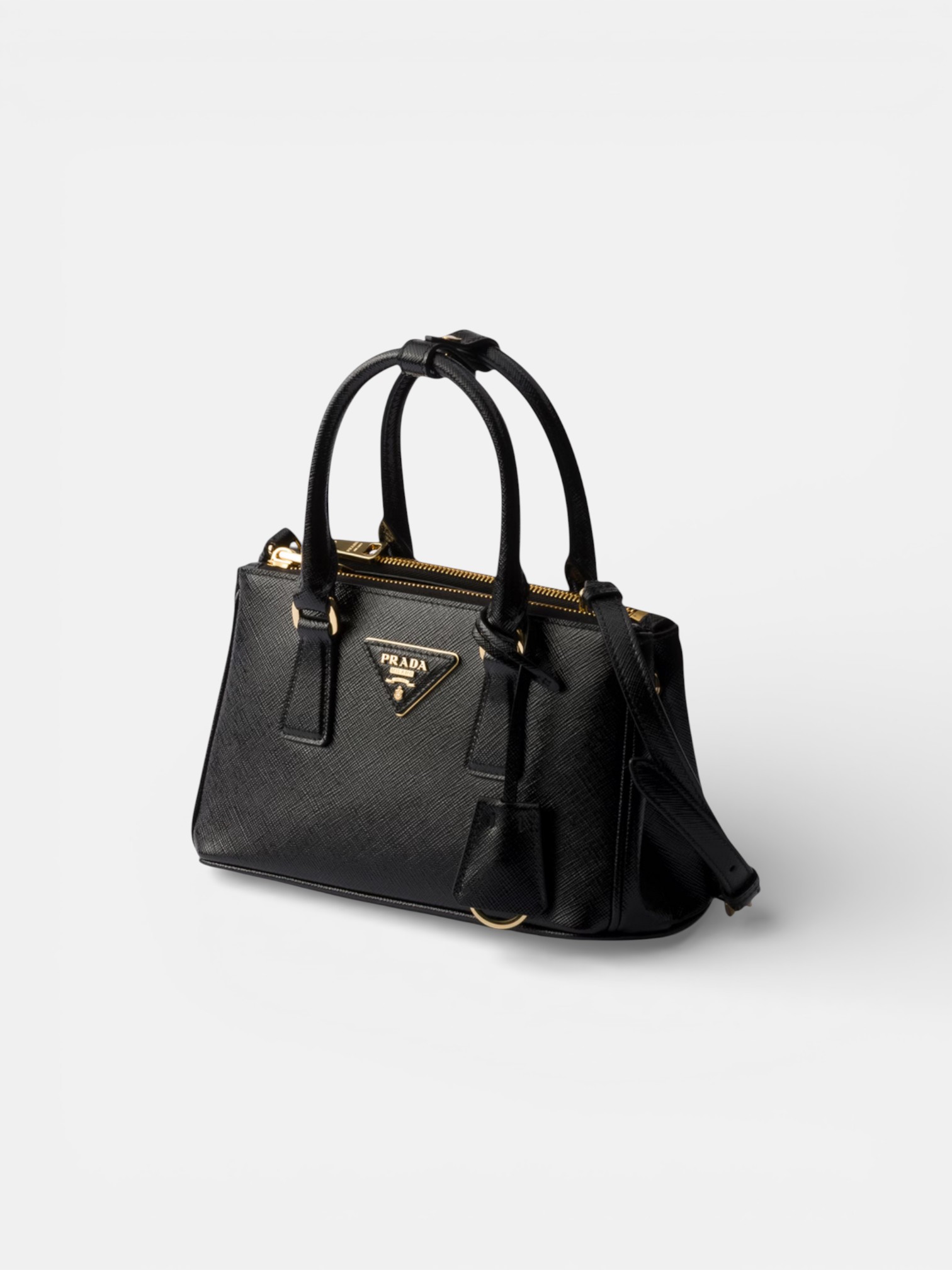 Prada Prada Galleria Saffiano Mini-Bag Black – side profile view in premium quality with AA+ craftsmanship