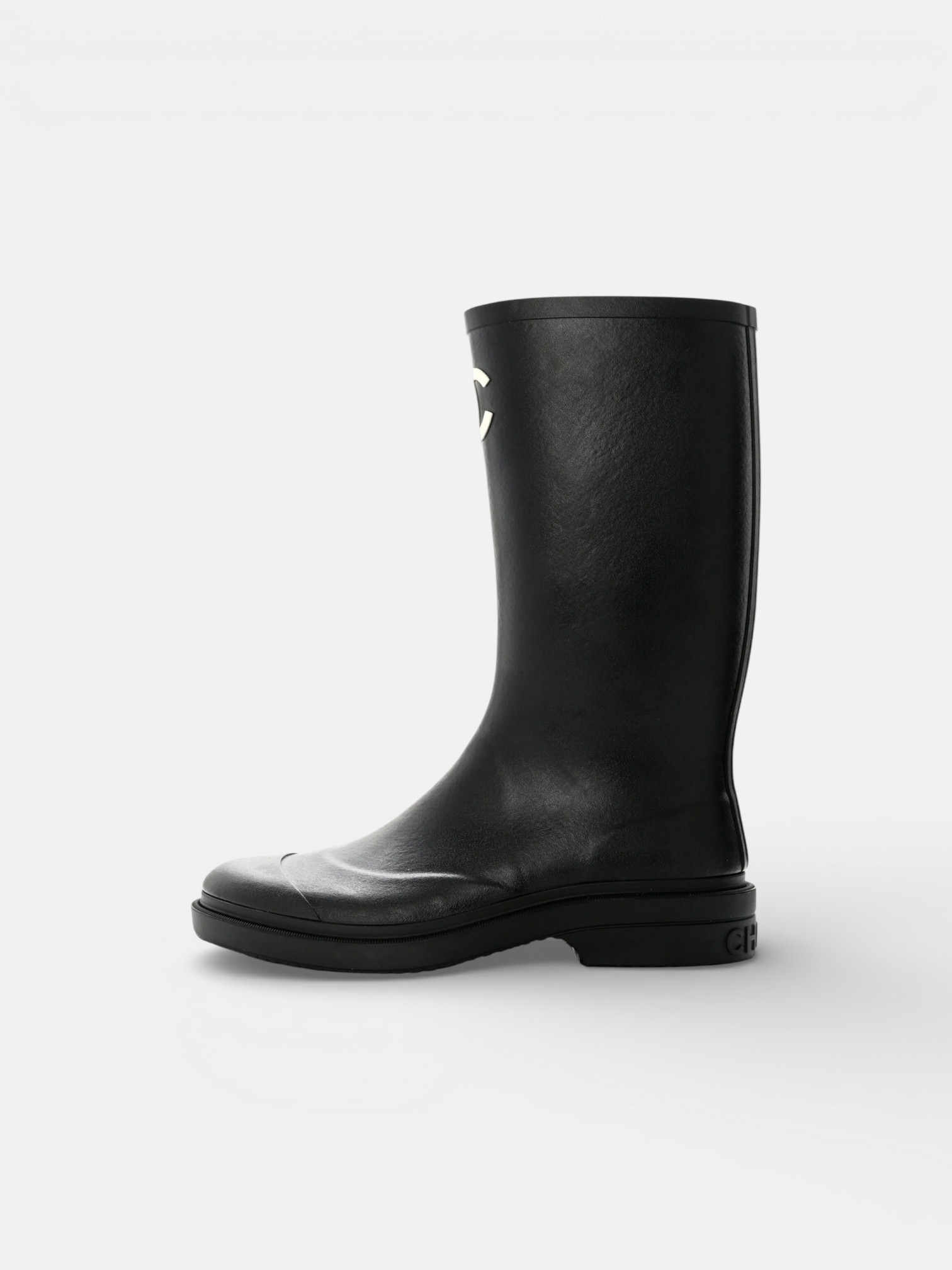 Chanel Chanel Rain Boots Black – back view in premium quality with AA+ craftsmanship
