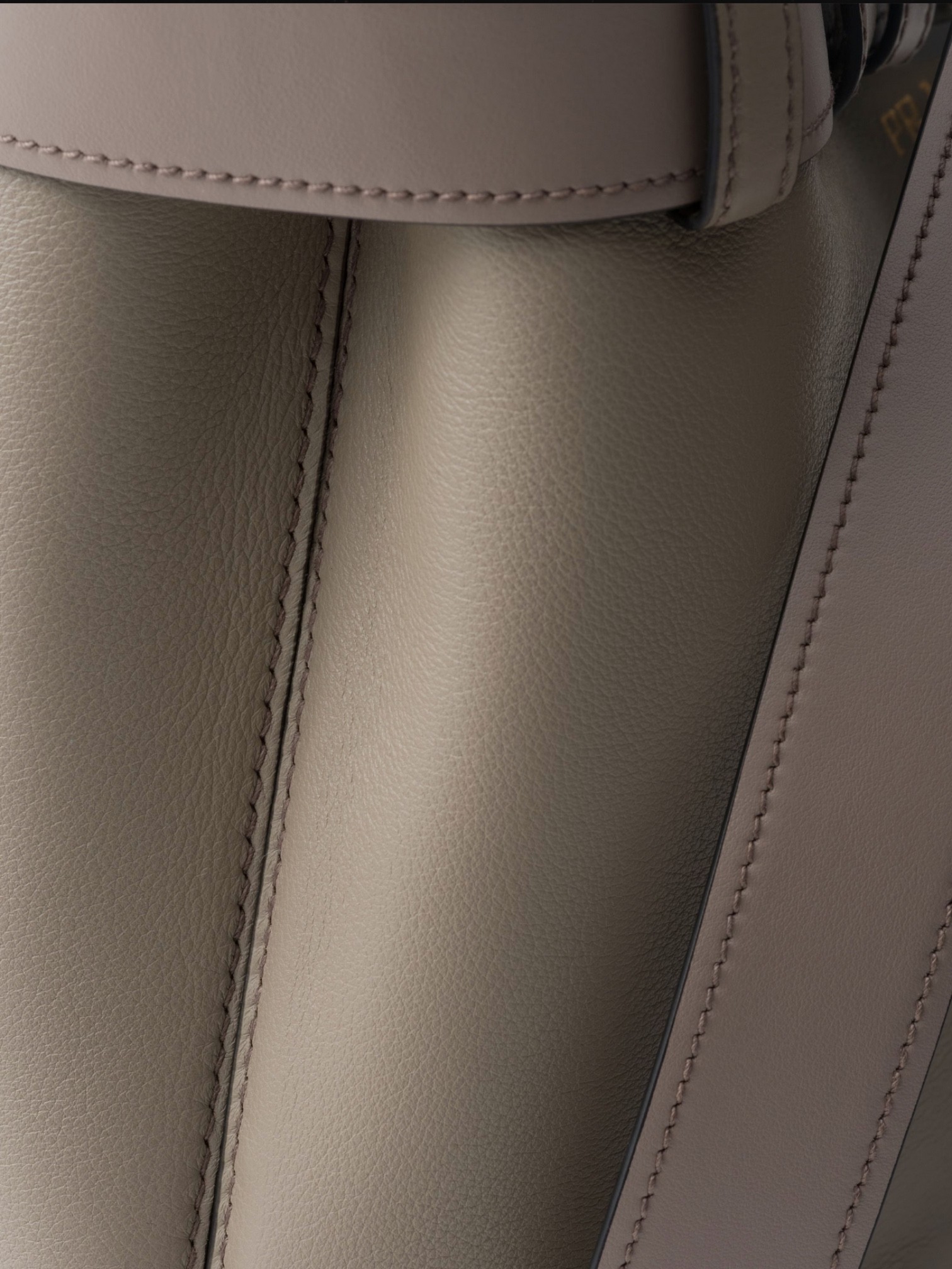 Prada Prada Buckle Small Leather Handbag Clay Grey – detail view in premium quality with AA+ craftsmanship