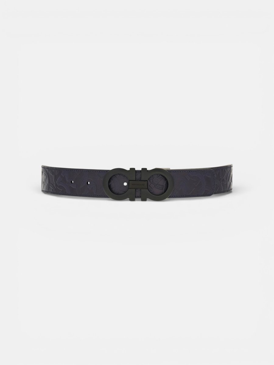 Ferregamo Reversible and Adjustable Belt Midnight Black Blue