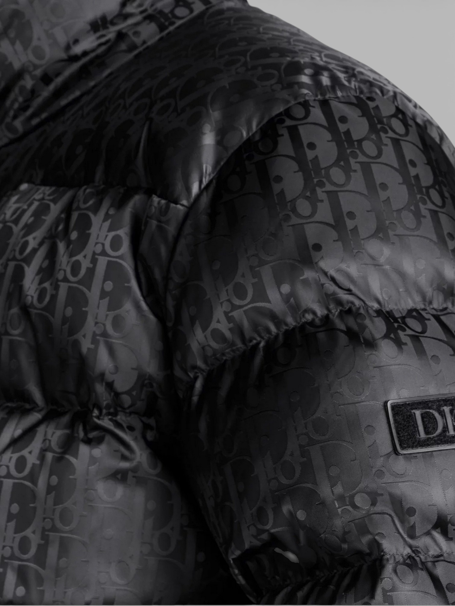 Dior Dior Oblique Down Jacket Black – close-up detail view in premium quality with AA+ craftsmanship