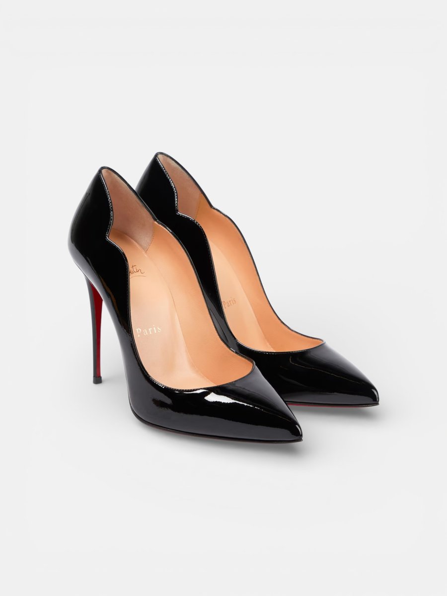 Louboutin Hot Chick 100 Patent Leather Pumps Black