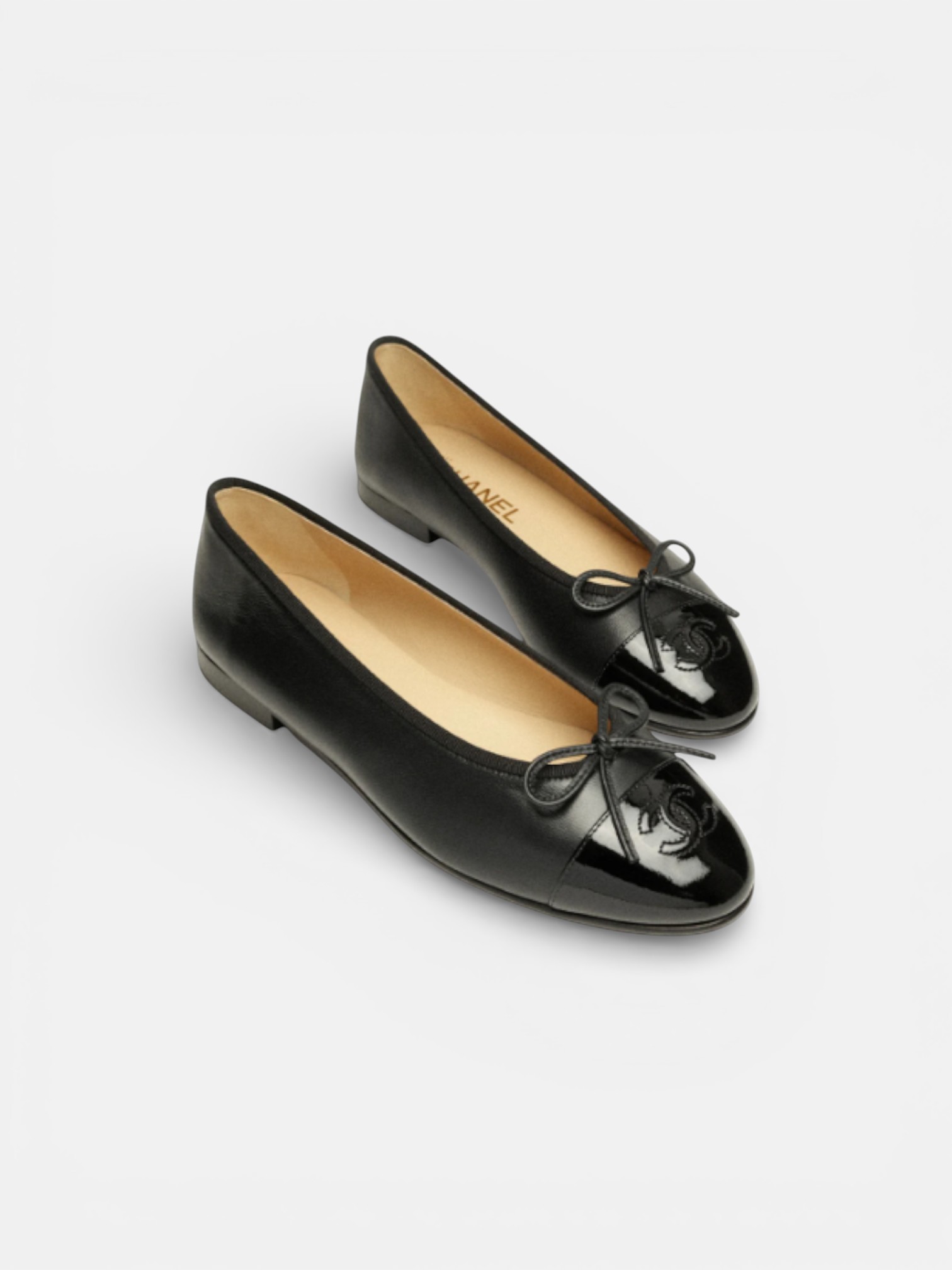 Chanel Chanel Ballet Flats Lambskin Patent Calfskin – close-up detail view in premium quality with AA+ craftsmanship
