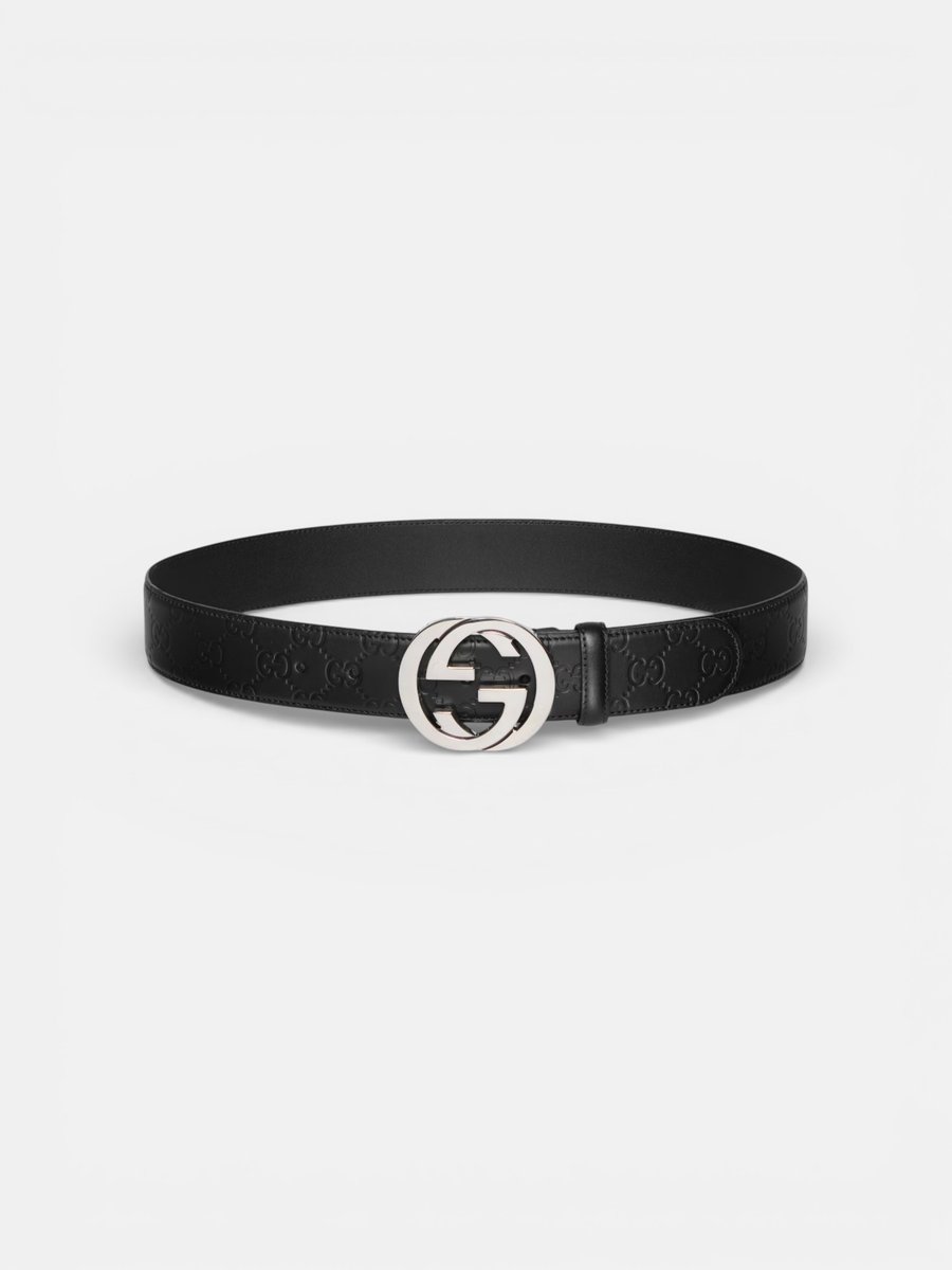 Gucci Belt with Interlocking G Buckle Black Signature Leather