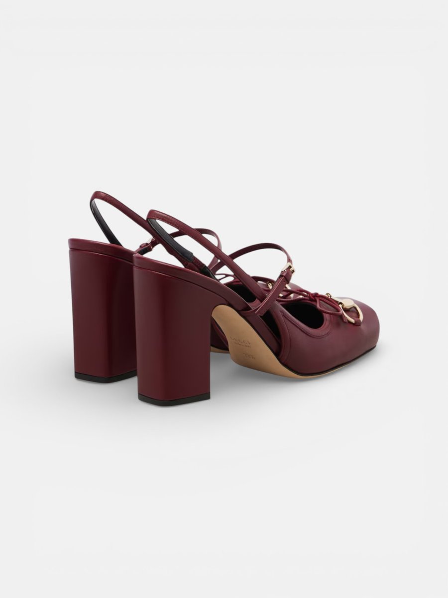Gucci Horsebit Slingback Pumps Burgundy - Preview