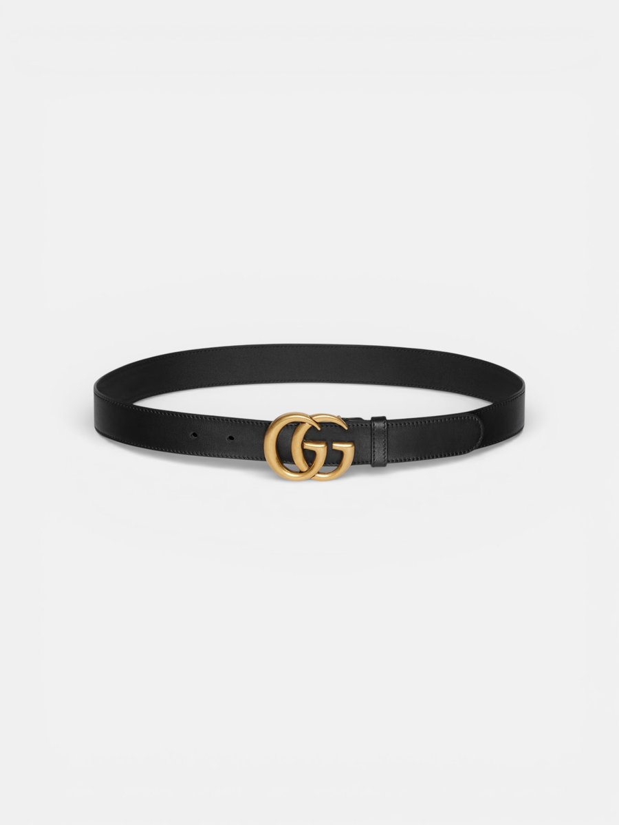 Gucci GG Marmont Thin Belt Black Leather