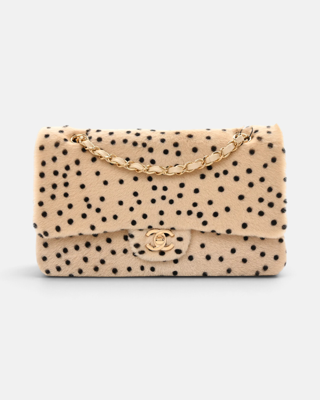 Chanel Chanel Flap Bag Cheetah Print Light Beige & Black – side profile view in premium quality with AA+ craftsmanship