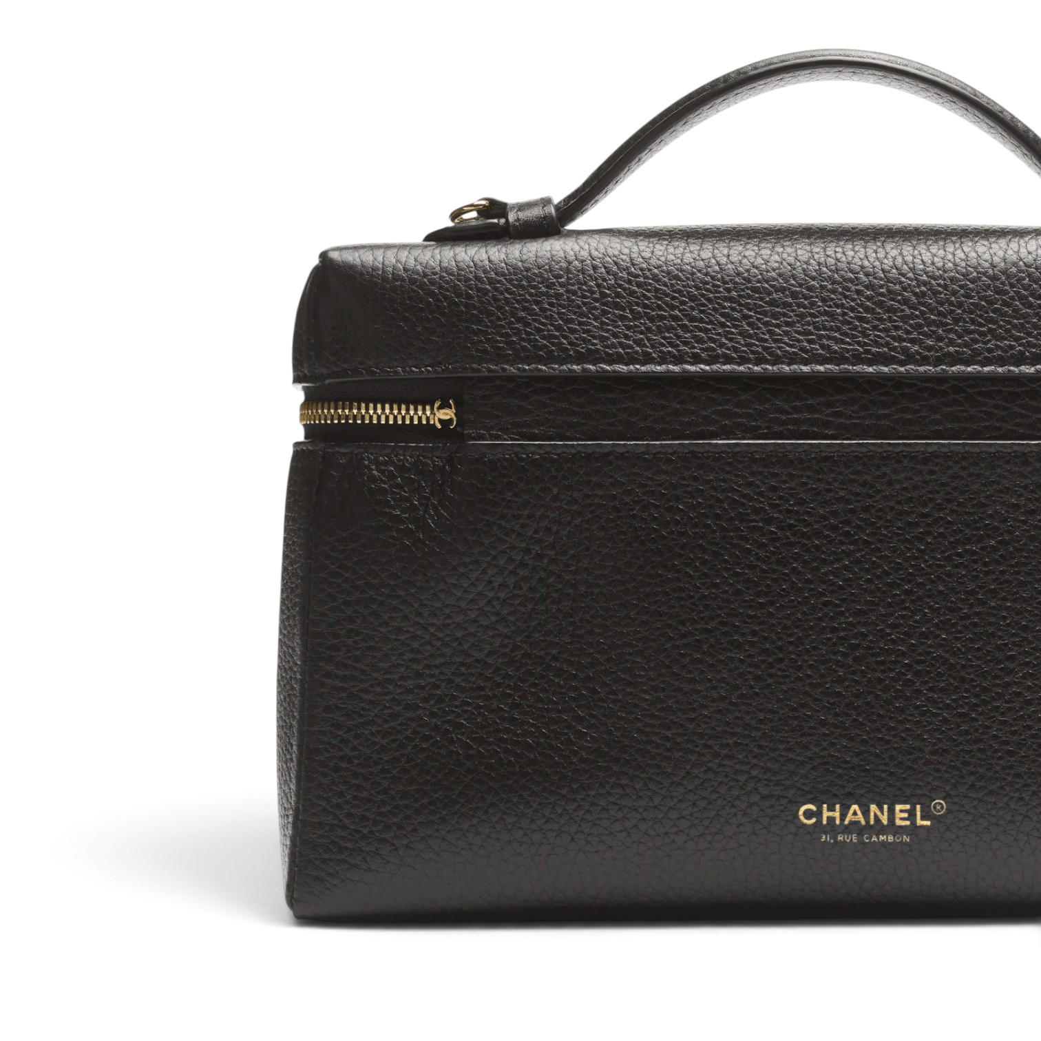 Chanel Chanel Large Vanity Grained Calfskin & Gold-Tone Metal Black – detail view in premium quality with AA+ craftsmanship