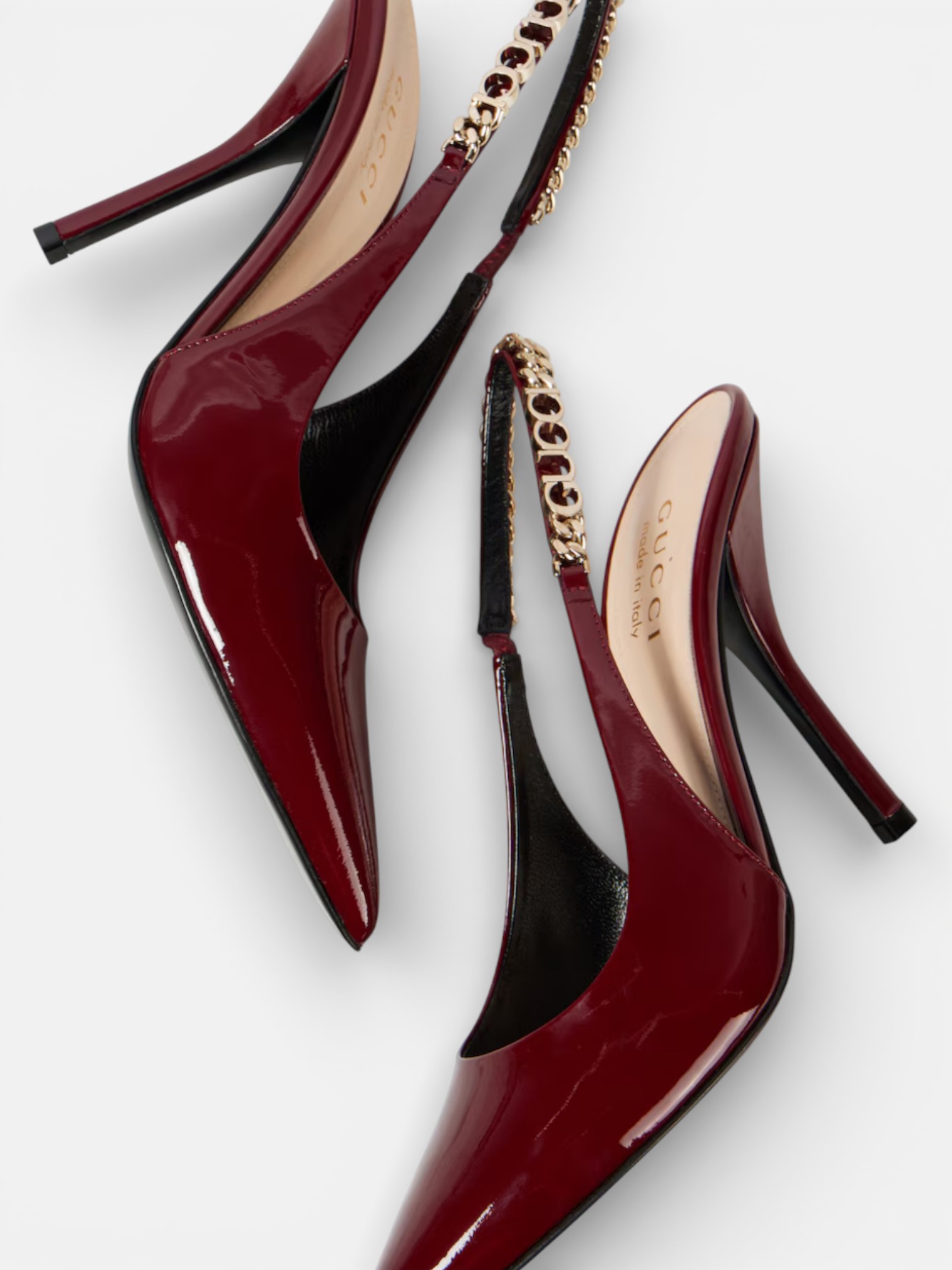 Gucci Gucci Signoria Patent Slingback Heels Burgundy – back view in premium quality with AA+ craftsmanship
