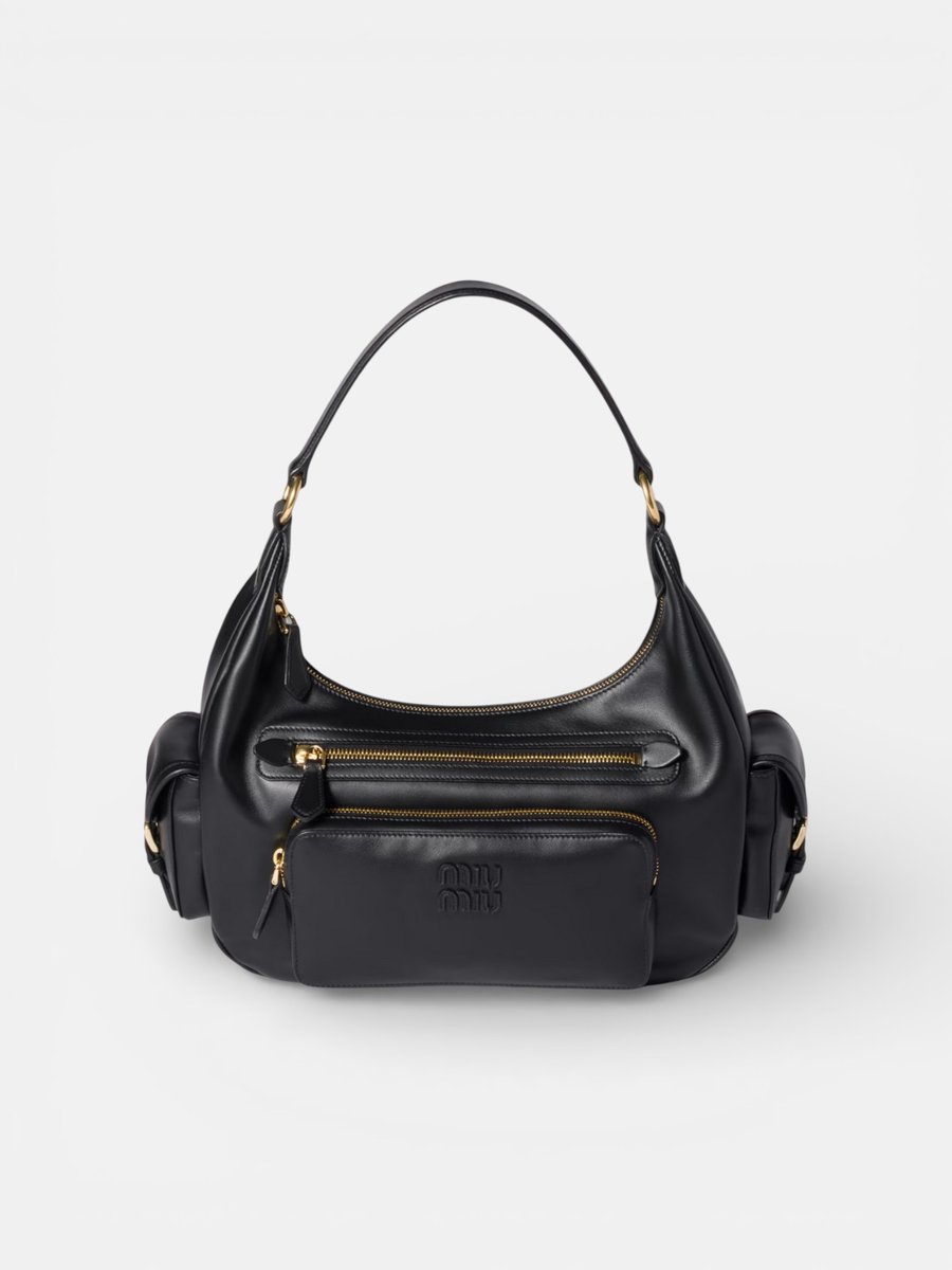 MiuMiu Nappa Leather Pocket Bag Black