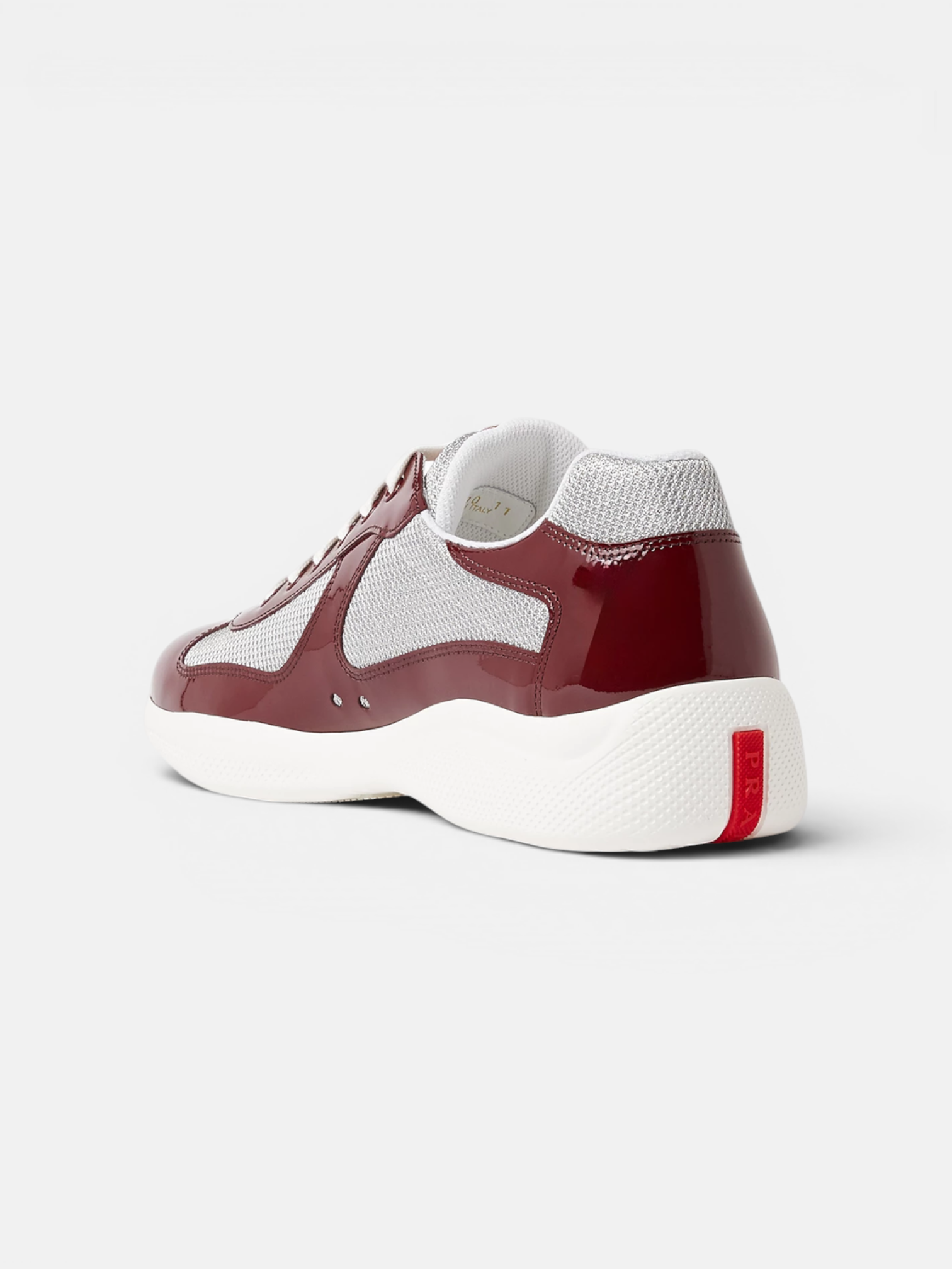Prada Prada Cups Sneaker Burgundy – side profile view in premium quality with AA+ craftsmanship