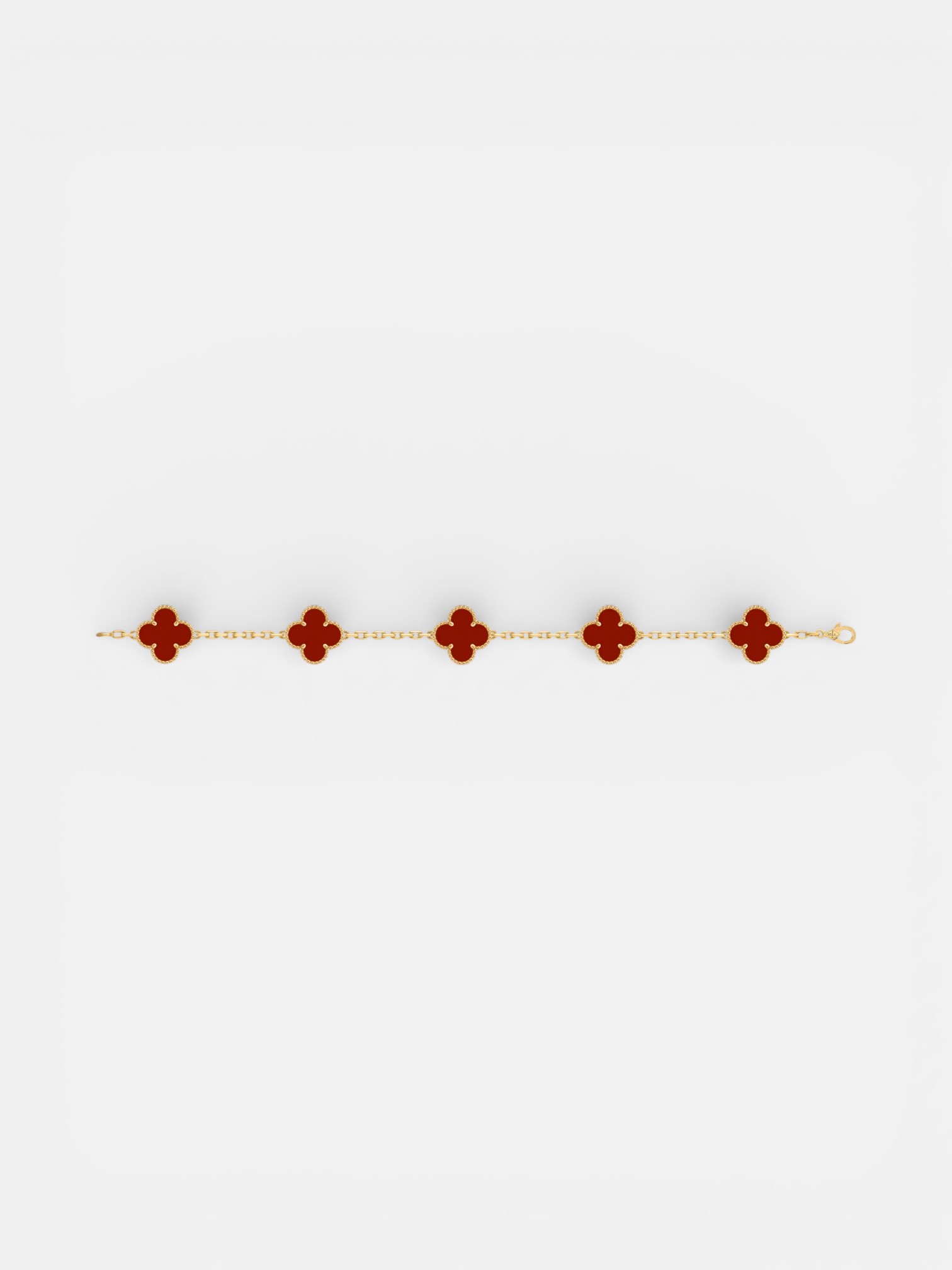 Van Van Cleef Alhambra Bracelet Gold Carnelian – side profile view in premium quality with AA+ craftsmanship