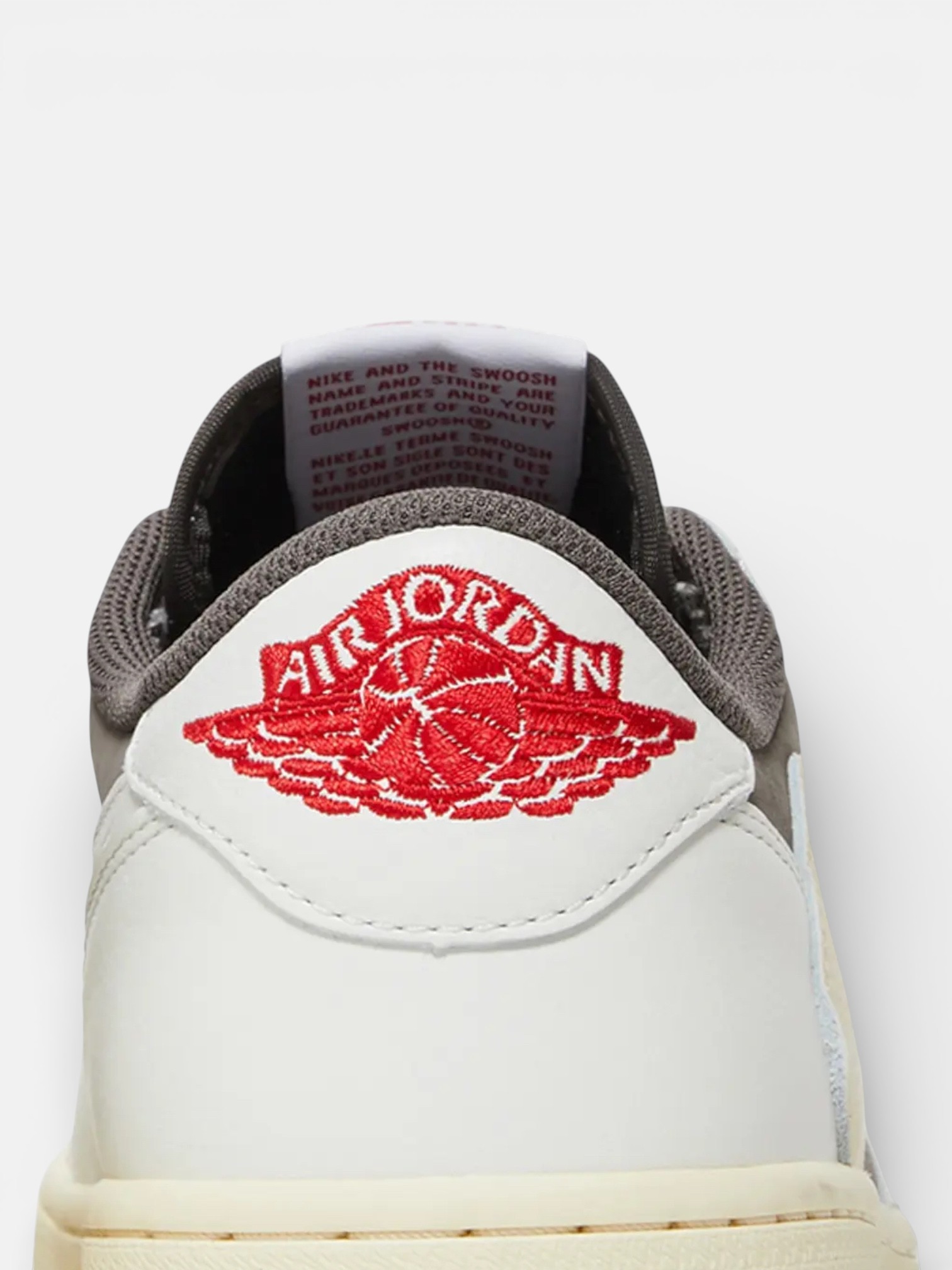 Jordan Jordan 1 Retro Low OG SP Travis Scott Reverse Mocha – detail view in premium quality with AA+ craftsmanship