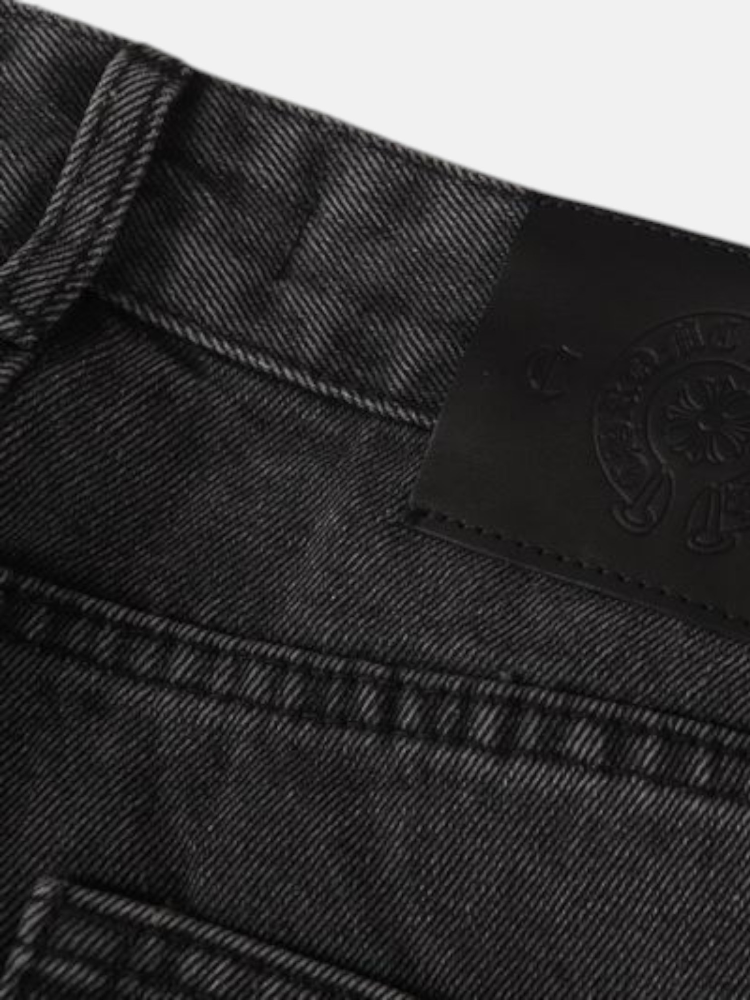 Chrome Chrome Hearts Ghost Cross Jeans Black – close-up detail view in premium quality with AA+ craftsmanship