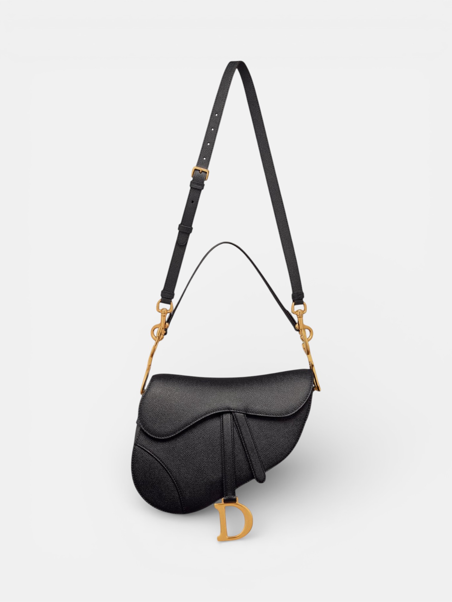 Dior Dior Saddle Bag Grained Black – detail view in premium quality with AA+ craftsmanship