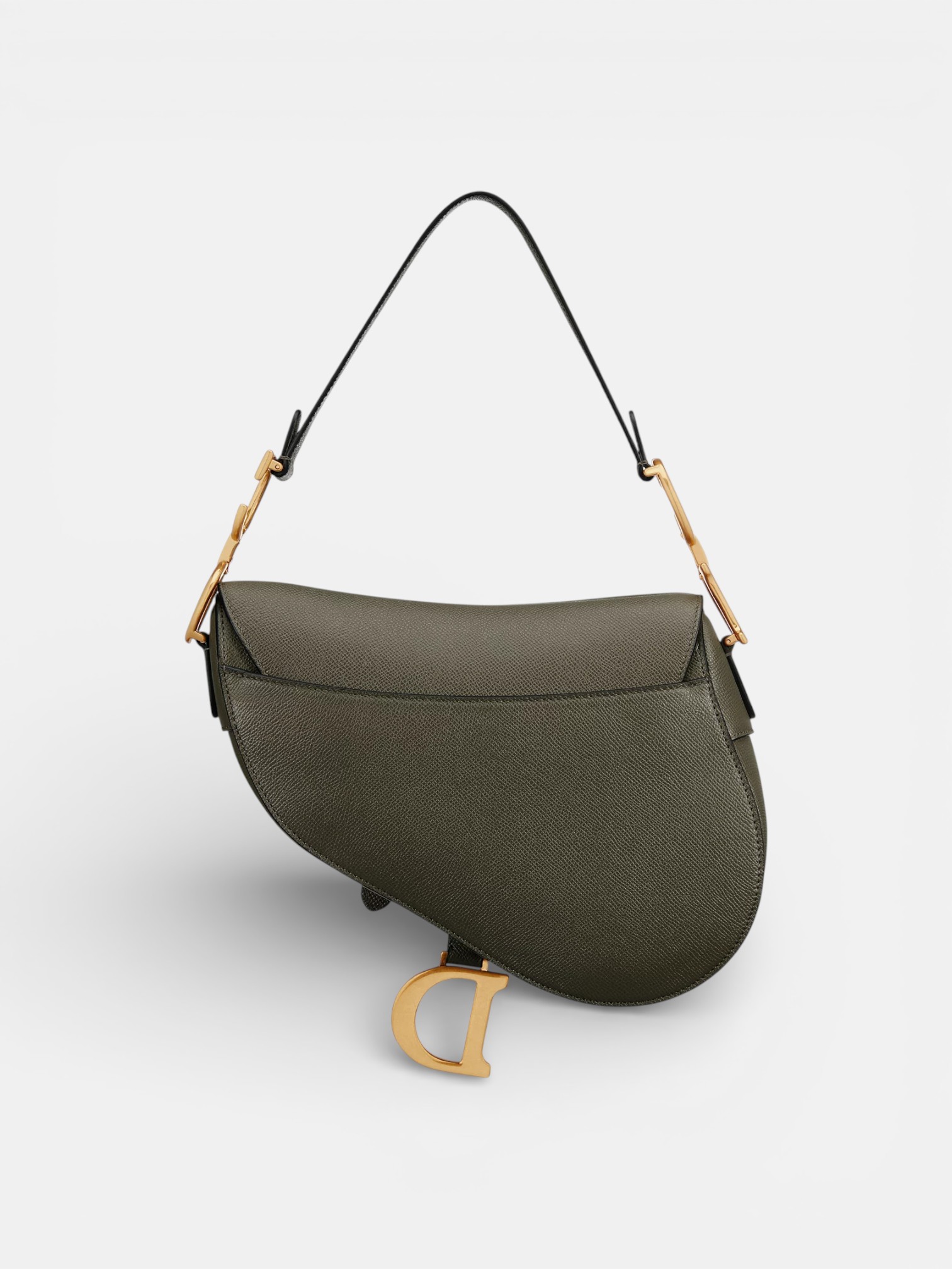 Dior Dior Saddle Bag Grained Olive Green – detail view in premium quality with AA+ craftsmanship
