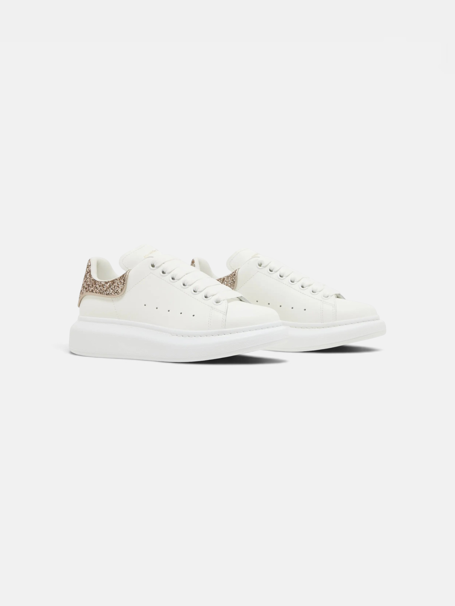 Alexander Alexander McQueen Sneaker White Calico Glitter – detail view in premium quality with AA+ craftsmanship