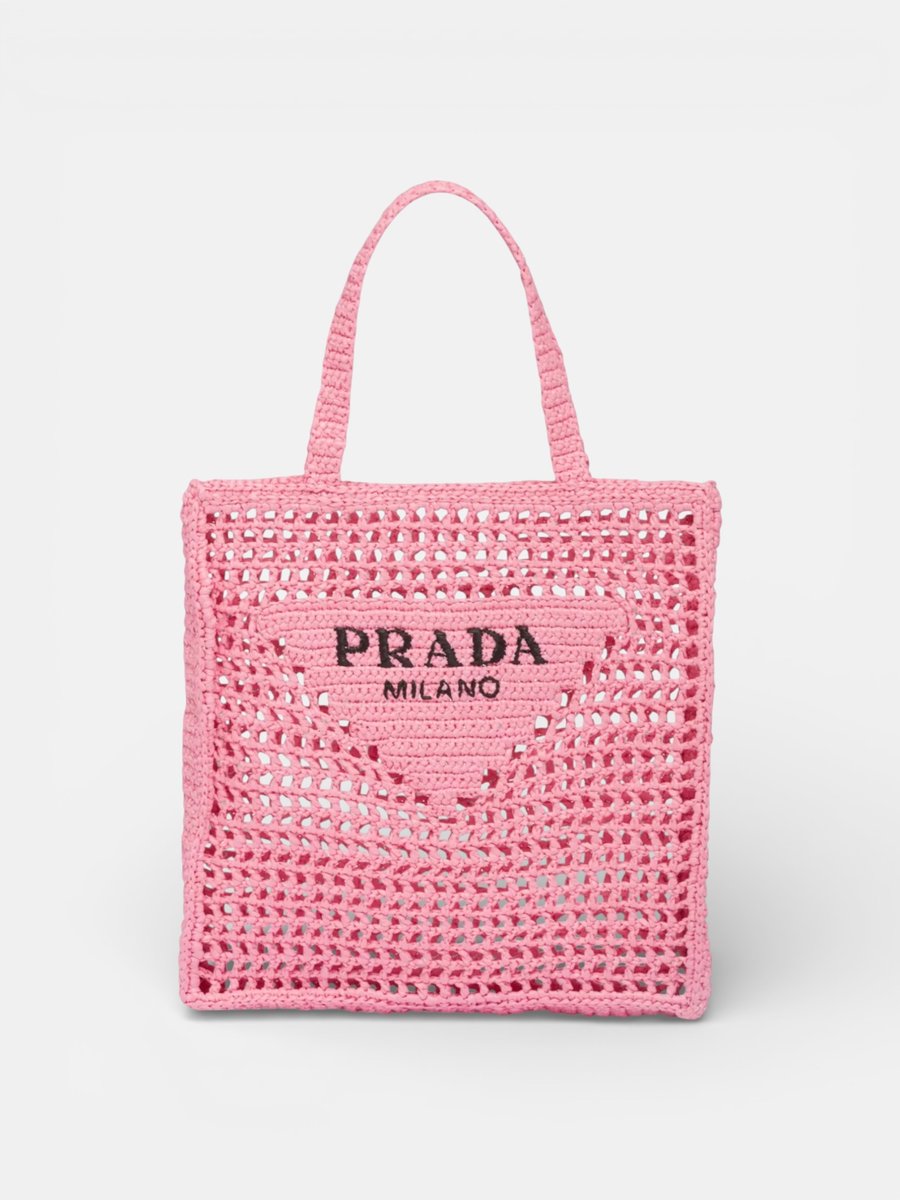 Prada Crochet Tote Bag Pink