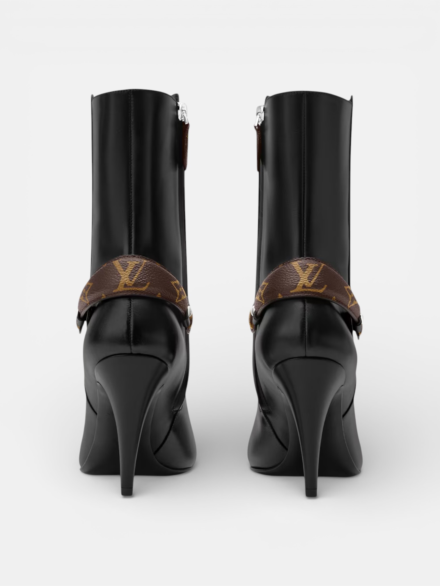 Louis Louis Vuitton Legacy Ankle Boots Black – back view in premium quality with AA+ craftsmanship