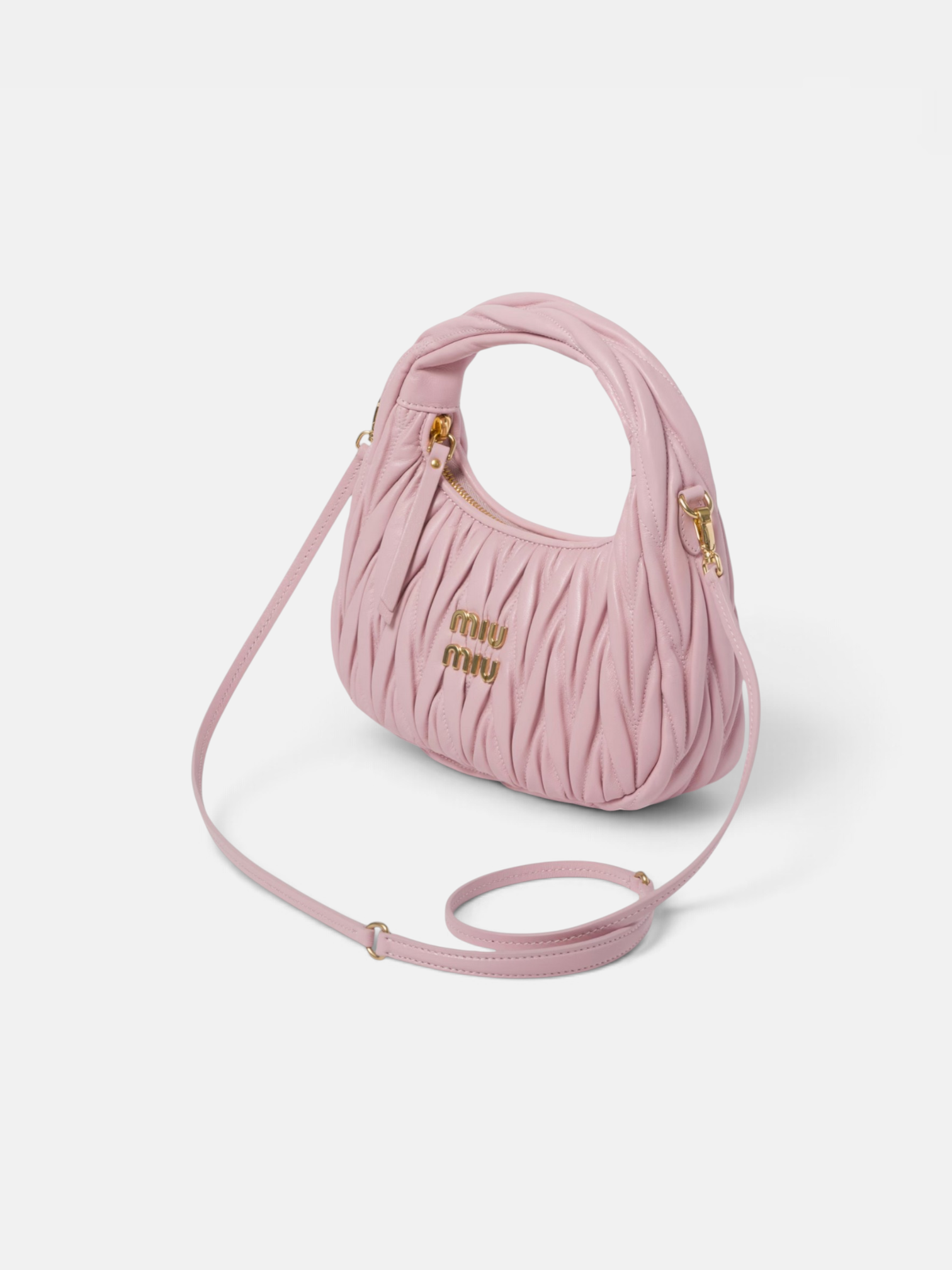MiuMiu MiuMiu Wander Leather Bag Pink – close-up detail view in premium quality with AA+ craftsmanship
