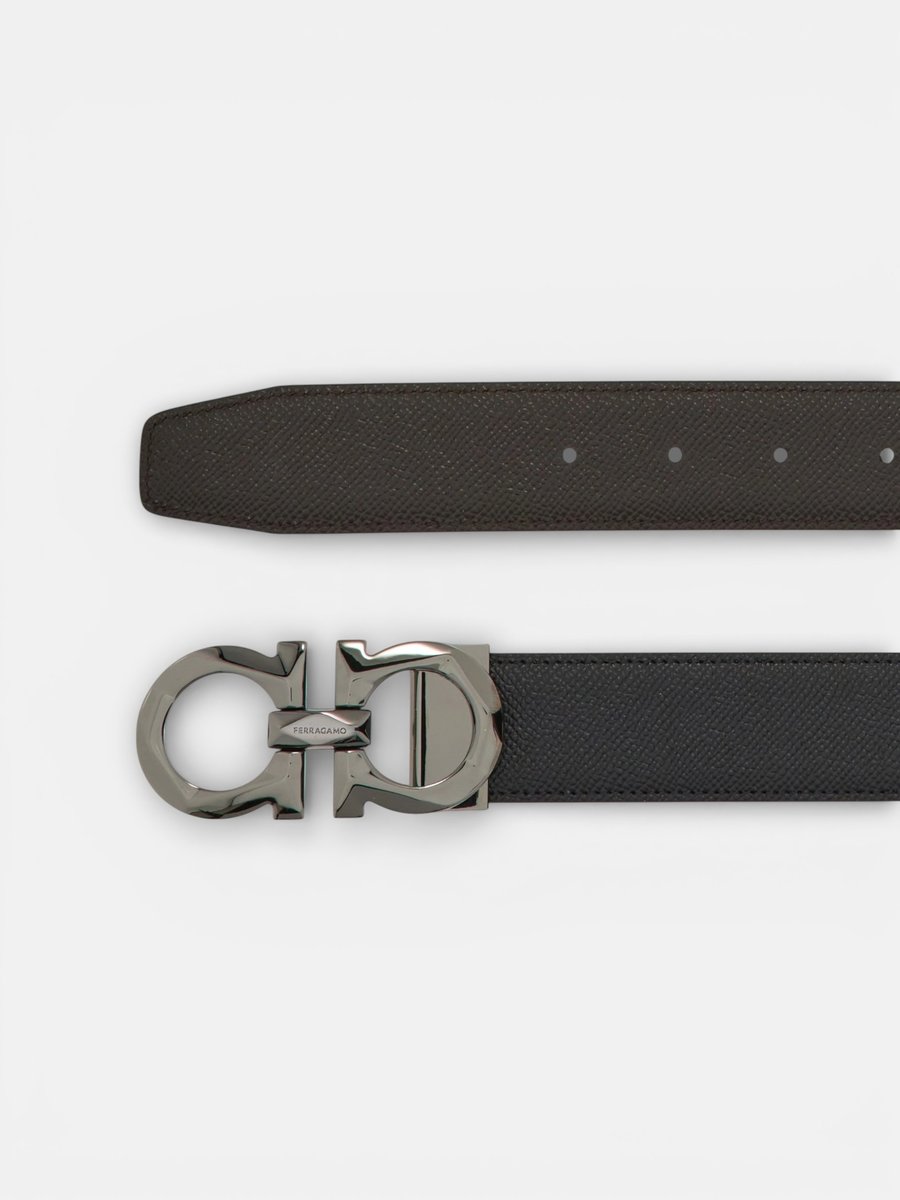 Ferregamo Reversible and Adjustable Belt Black Testa di Mira - Preview